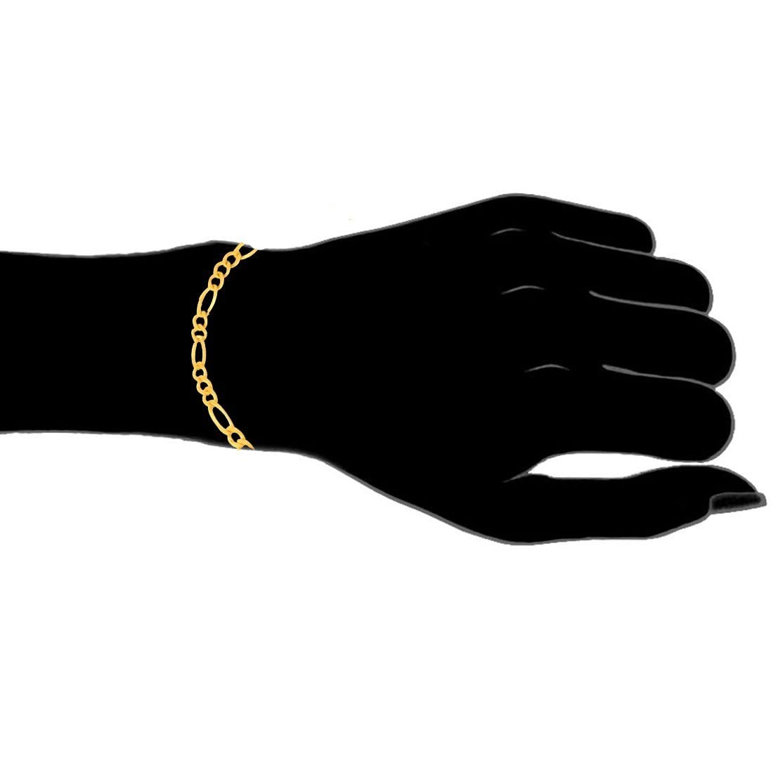 14K Solid Yellow or White Gold 3.1mm Classic Figaro Chain for Men - Necklace, Bracelet & Anklet with Lobster Clasp (7