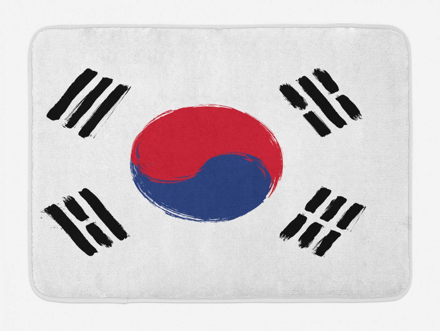 Ambesonne Korean Flag Bath Mat - Non-Slip Plush Decor for Bathroom
