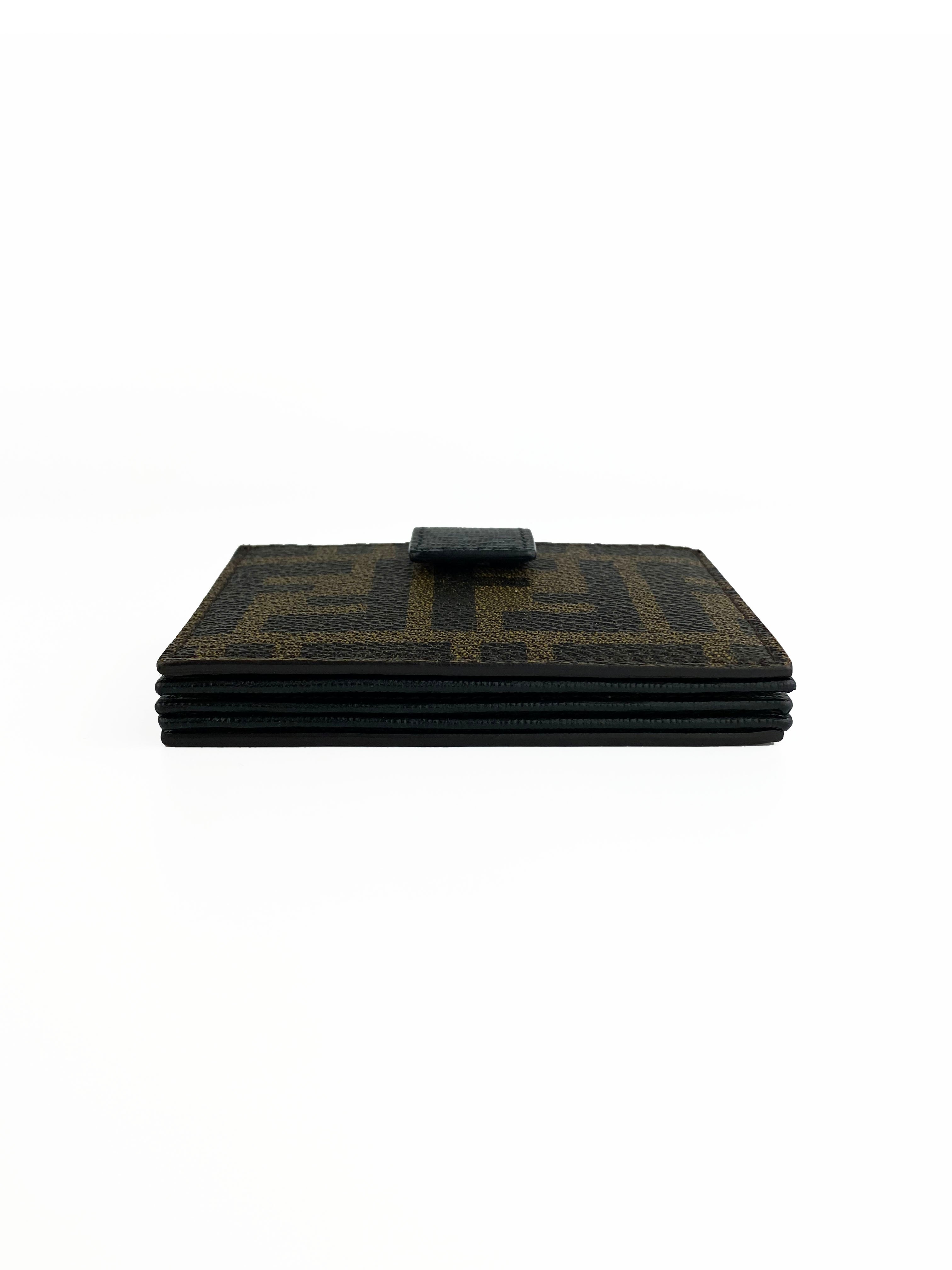 Fendi Monogram Leather Card Holder Wallet for Men & Women - Slim RFID Blocking Credit Card Case - Perfect for Travel, Business & Everyday Use