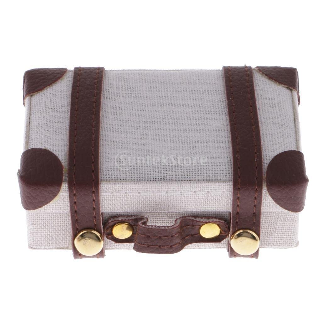 1/6 Scale Miniature Vintage Suitcase - White Dollhouse Luggage for 1/6 Scale Dolls | Perfect for Dollhouse Decor, Photography Props & Collectible Displays