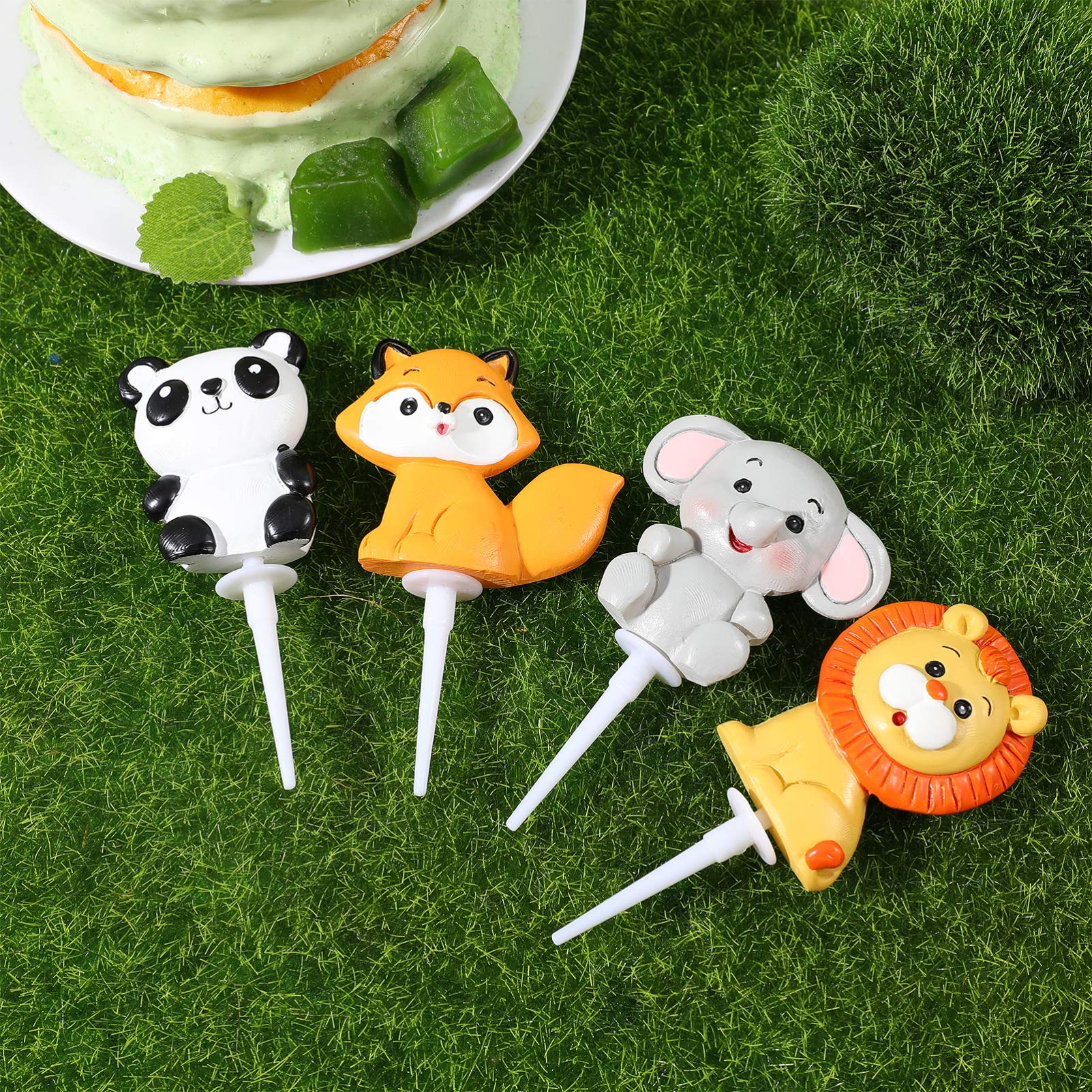 Jungle Animal Cake Toppers 5Pcs - Zoo Animal Cake Decorations for Birthday Party, Baby Shower & Jungle Theme Celebrations - Perfect for Cakes, Cupcakes & Desserts