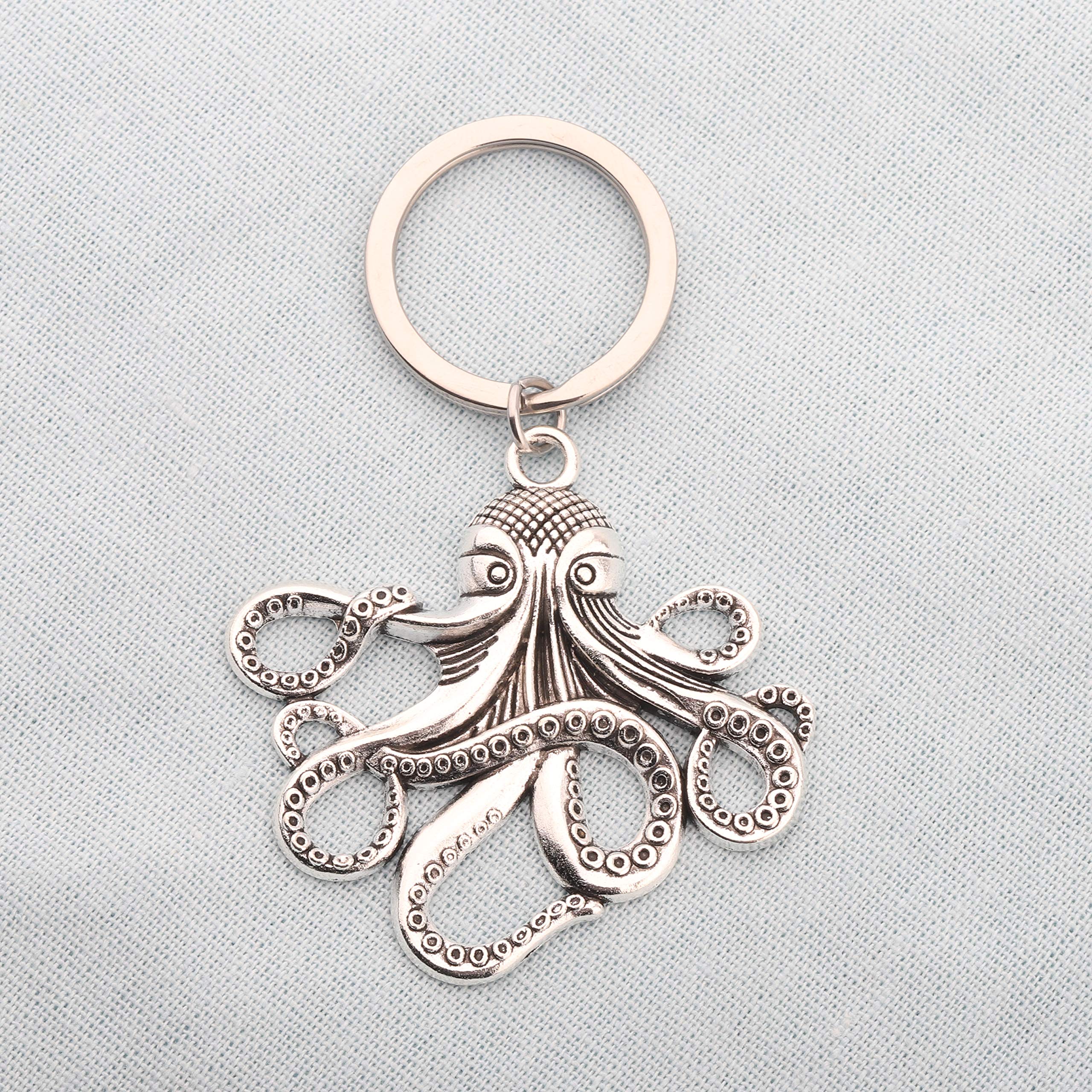BEKECH Octopus Keychain - Black Eyed Squid Charm, Sea Animal Jewelry for Pirates & Ocean Lovers | Perfect Gift for Beach Parties, Nautical Decor & Key Accessories