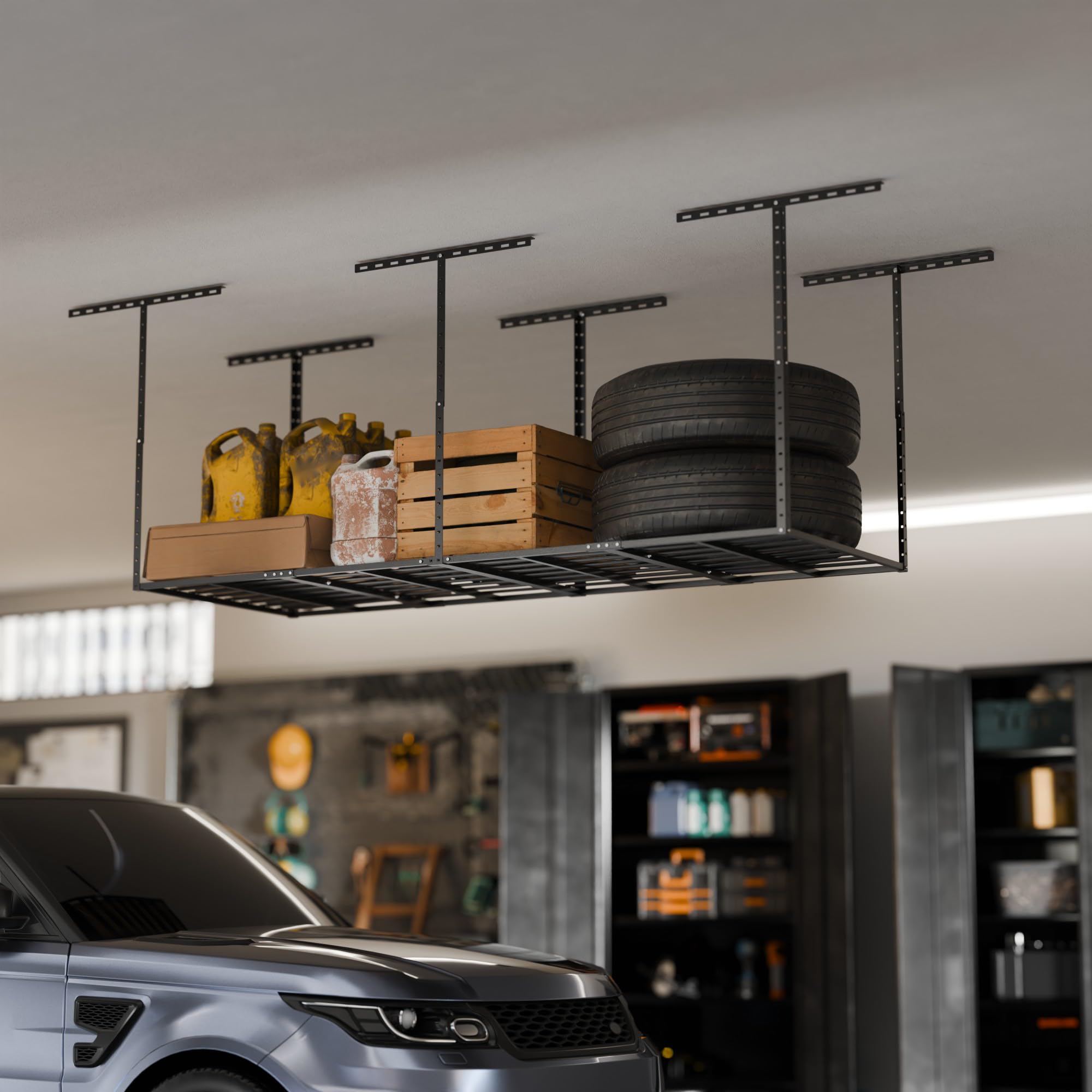 SunsGrove 2-Pack Heavy Duty Garage Ceiling Storage Rack - 750LBS Capacity, Adjustable Overhead Organizer (22