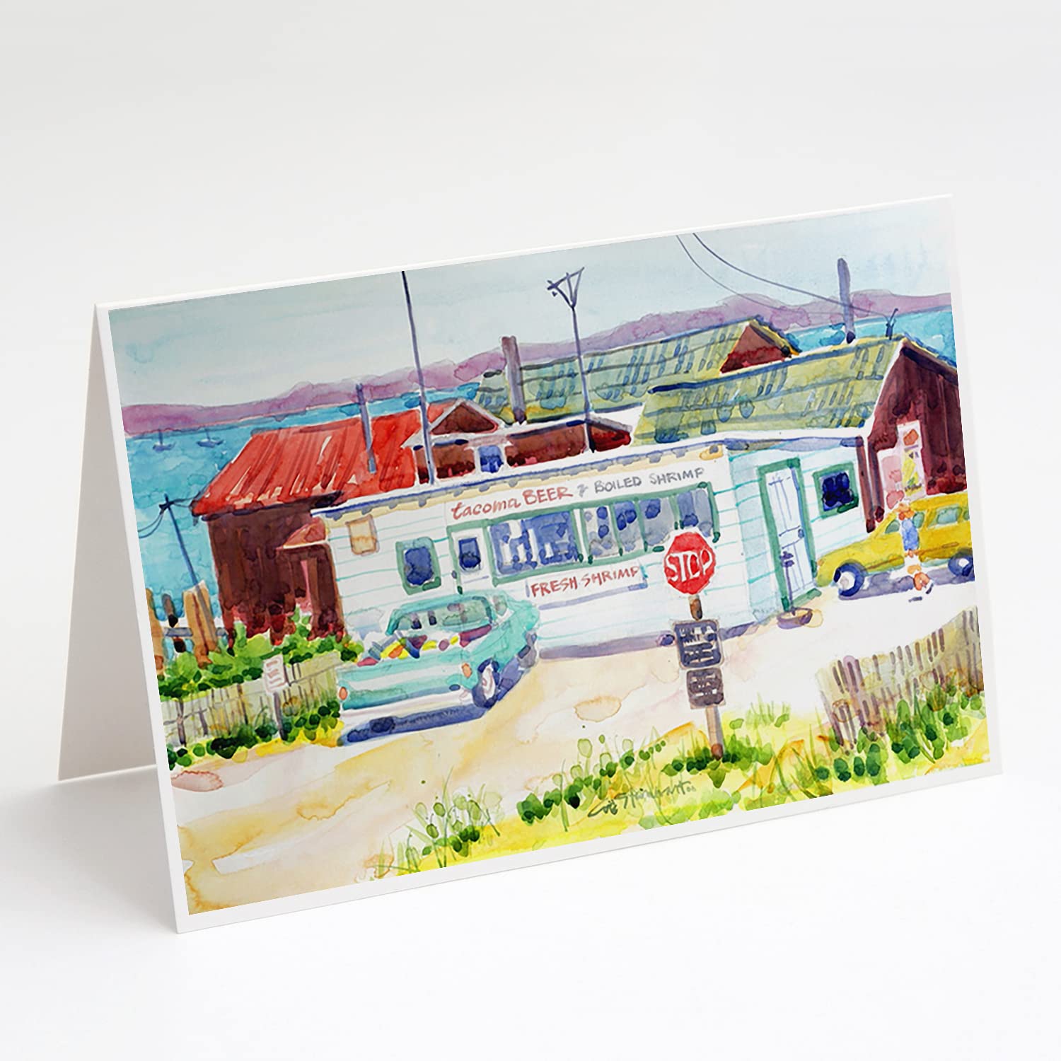 Caroline's Treasures 6054GCA7P Seafood Shack Blank Greeting Cards - Pack of 8 Whimsical A7 Size (5x7) Note Cards with Envelopes - Perfect for Birthday Wishes, Thank You Notes & Home Decor