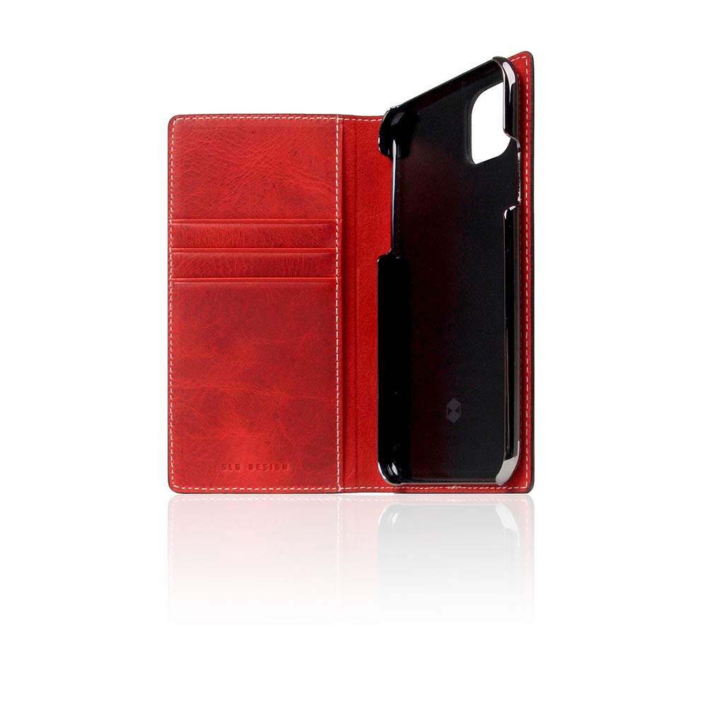 Premium Italian Wax Leather Wallet Case for iPhone 11 Pro - Handcrafted SLG D7 Diary Style with Multiple Card Slots & Side Cash Pocket | Luxury Gift Box Included (Red) | Perfect for Business Professionals & Daily Use
