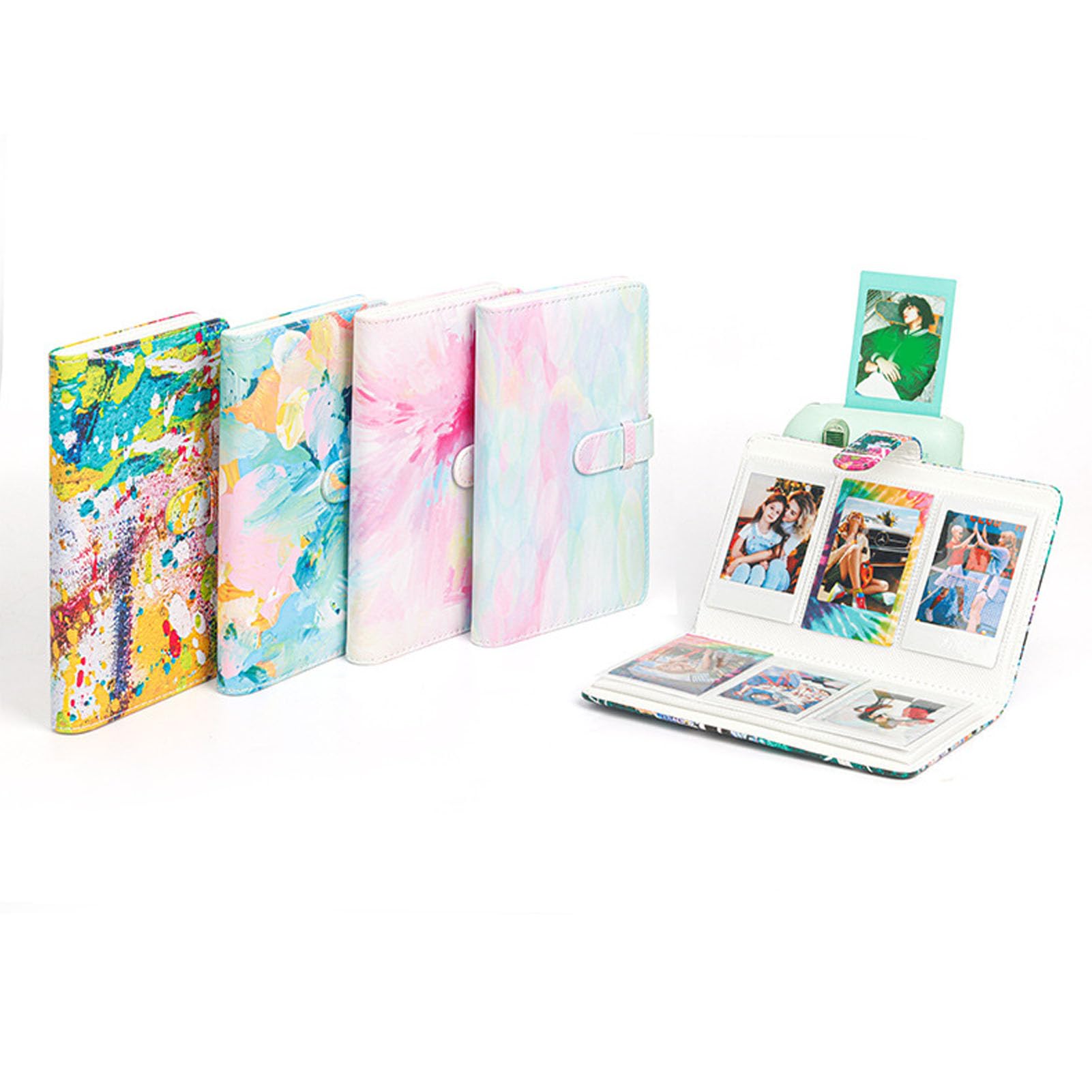 96 Pockets Mini Photo Album - 3 Inch Small Capacity Multifunctional Card Collection Album for Formini 12 11 | Portable Family Photo Organizer with Oil Painting Petals Design | Perfect for Travel, Wedding, Baby Memories & Gift Giving