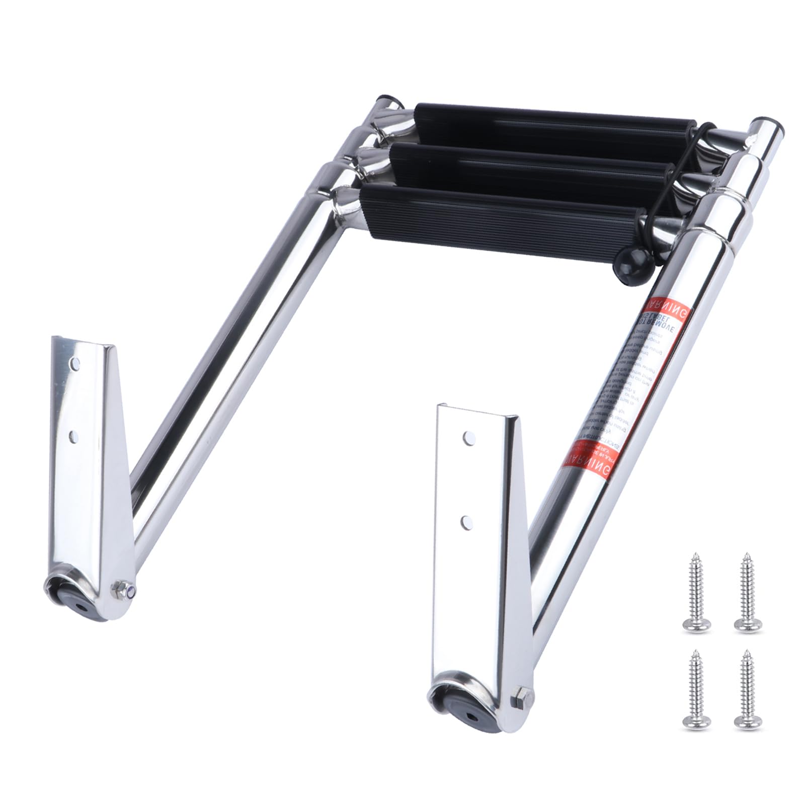 3 Step Boat Ladder - 304 Stainless Steel Telescoping Folding Pontoon Boat Ladder | Dock & Swim Ladder for Marine Boat, Yacht | Perfect for Swimming, Boarding & Water Sports