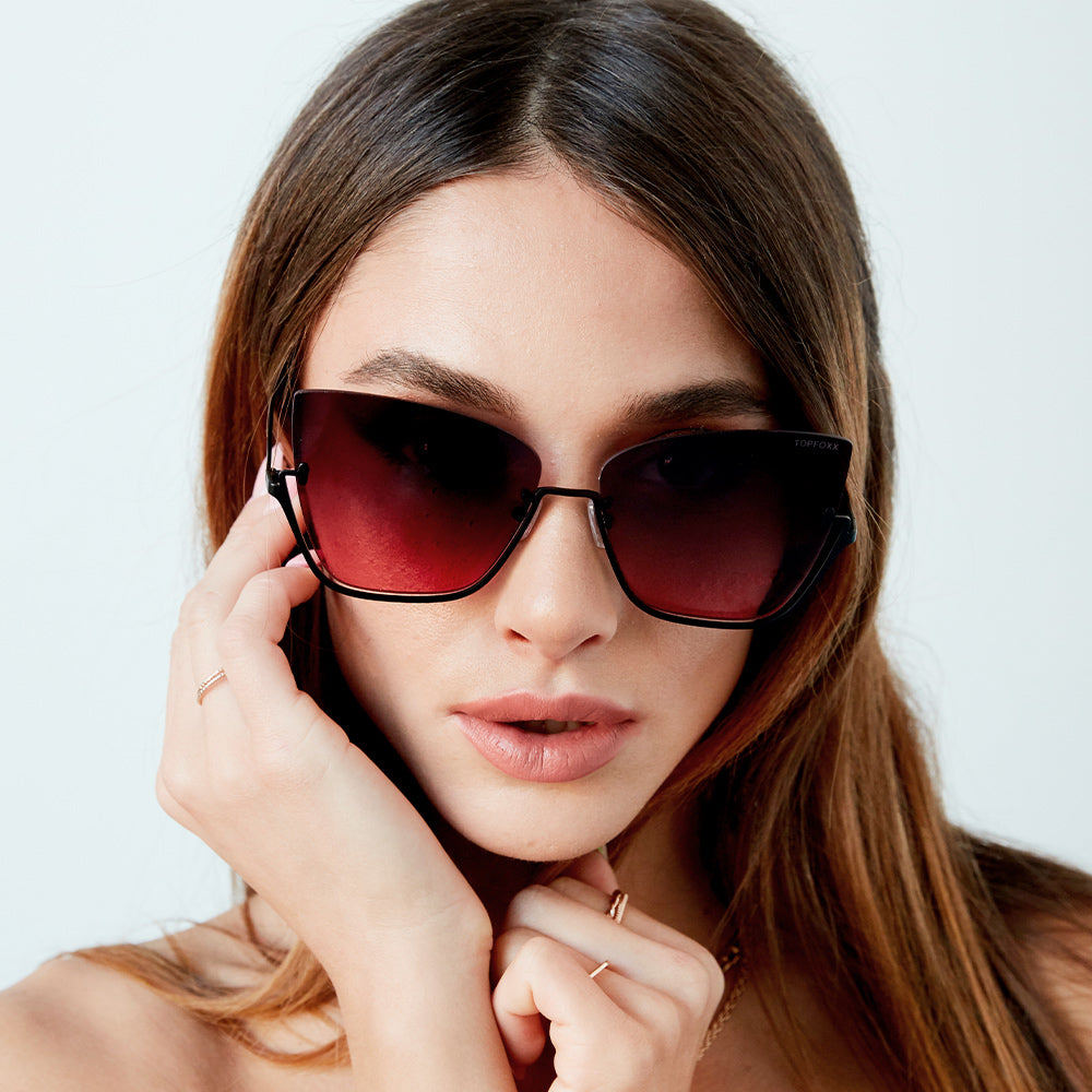 Vixen Ruby Rimless Metal Cateye Sunglasses for Women - Trendy Retro Cat Eye Shades with UV Protection - Perfect for Beach, Driving & Fashion Outfits