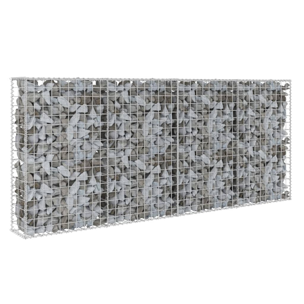 vidaXL Galvanized Steel Gabion Basket Wall - Outdoor Garden & Patio Privacy Protection with Covers | Rock Stone Fence for Landscaping, Backyard Decoration & Boundary Security