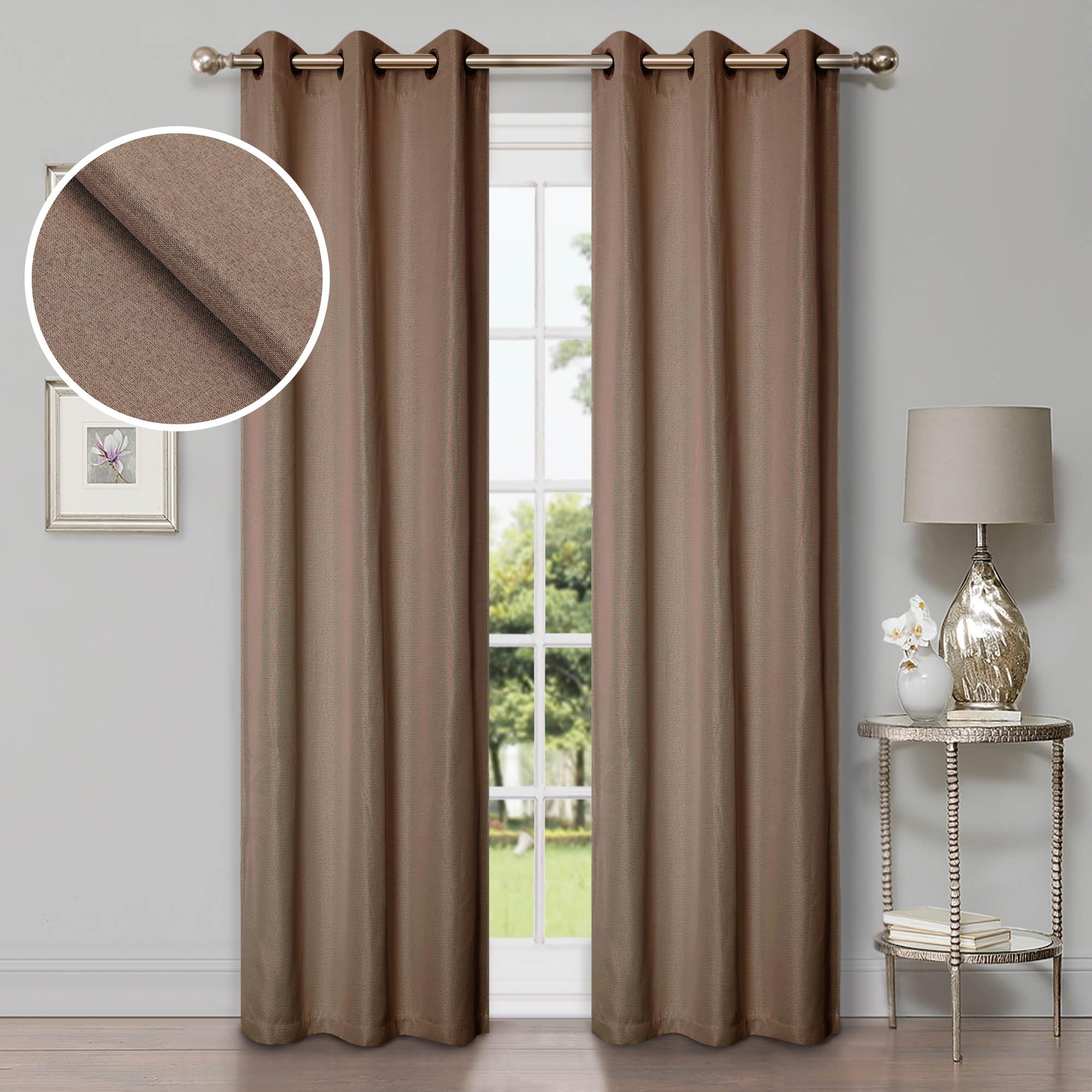 Premium Blackout Curtains for Bedroom & Living Room - 2 Pack Thermal Insulated Room Darkening Drapes (42x63 inches, Linen Pattern) - Perfect for Home Theater, Nursery & Light Sleepers - Sun Blocking & Energy Saving Window Treatments