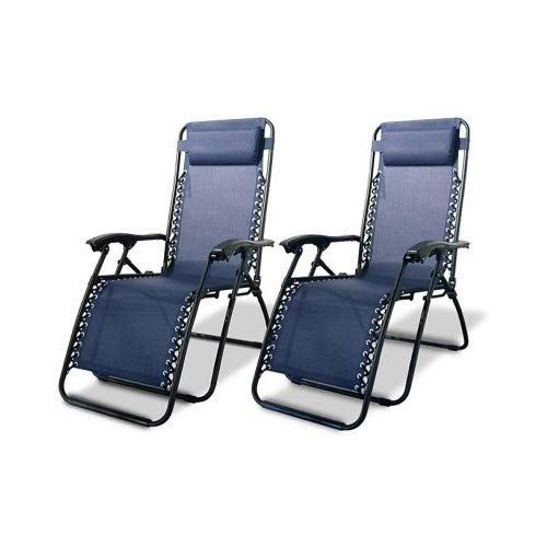 Zero Gravity Lounge Chairs (Set of 2) - Navy Blue Patio Recliners for Outdoor Relaxation, Beach, Poolside & Camping | Heavy-Duty Adjustable Backyard Furniture for Comfortable Lounging in Garden, Deck or Backyard