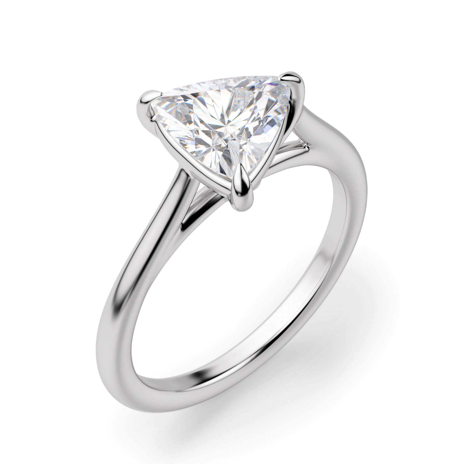 East West Classic Trellis Engagement Ring - 2.00CT Trillion Cut Colorless Moissanite in 925 Sterling Silver - Promise Ring, Wedding Band - Perfect Gift for Anniversaries, Proposals & Special Occasions