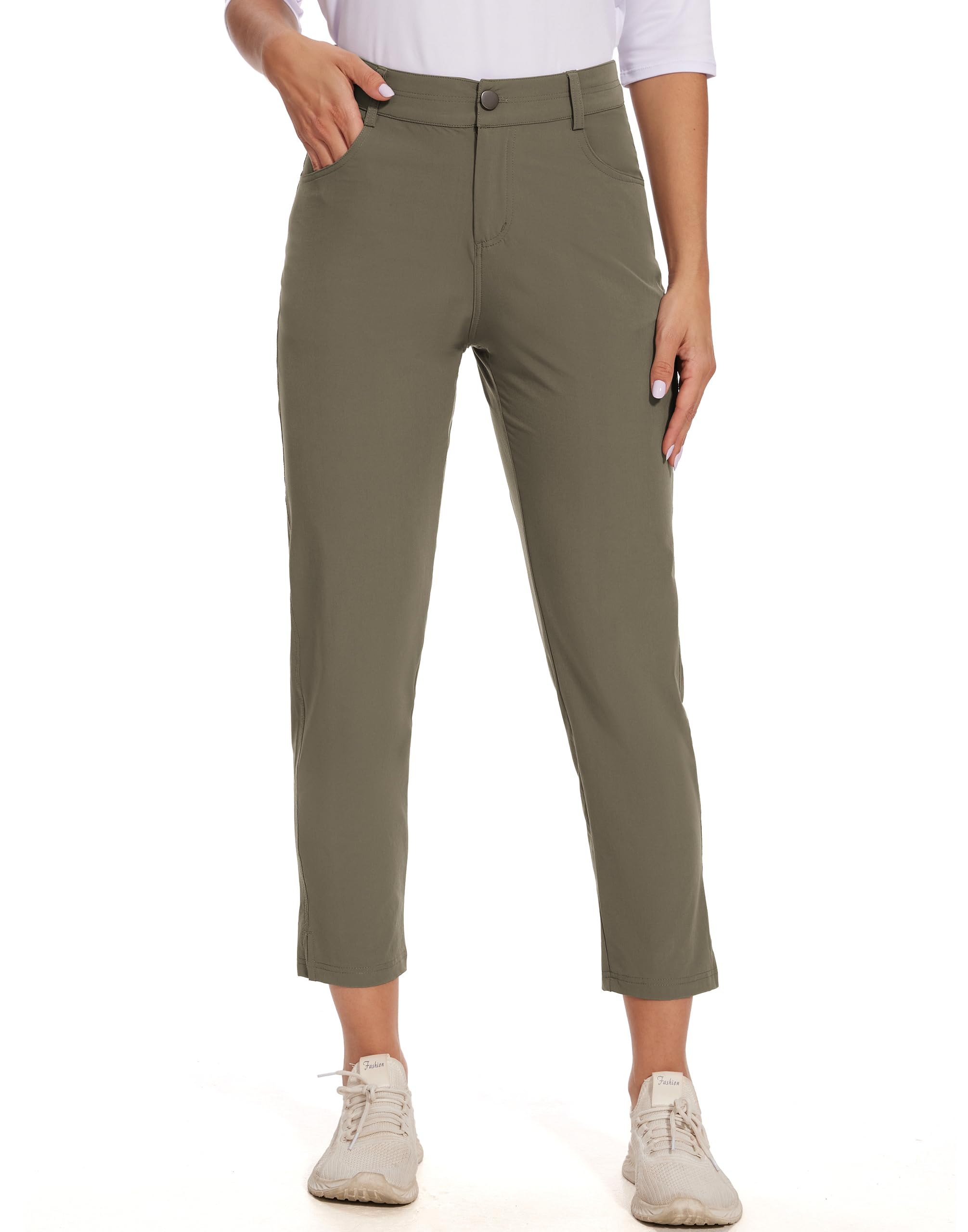 Women's 7/8 Golf Pants - Lightweight Stretchy Work Hiking Travel Pants with 4 Pockets - Perfect for Outdoor Activities, Golfing & Casual Wear