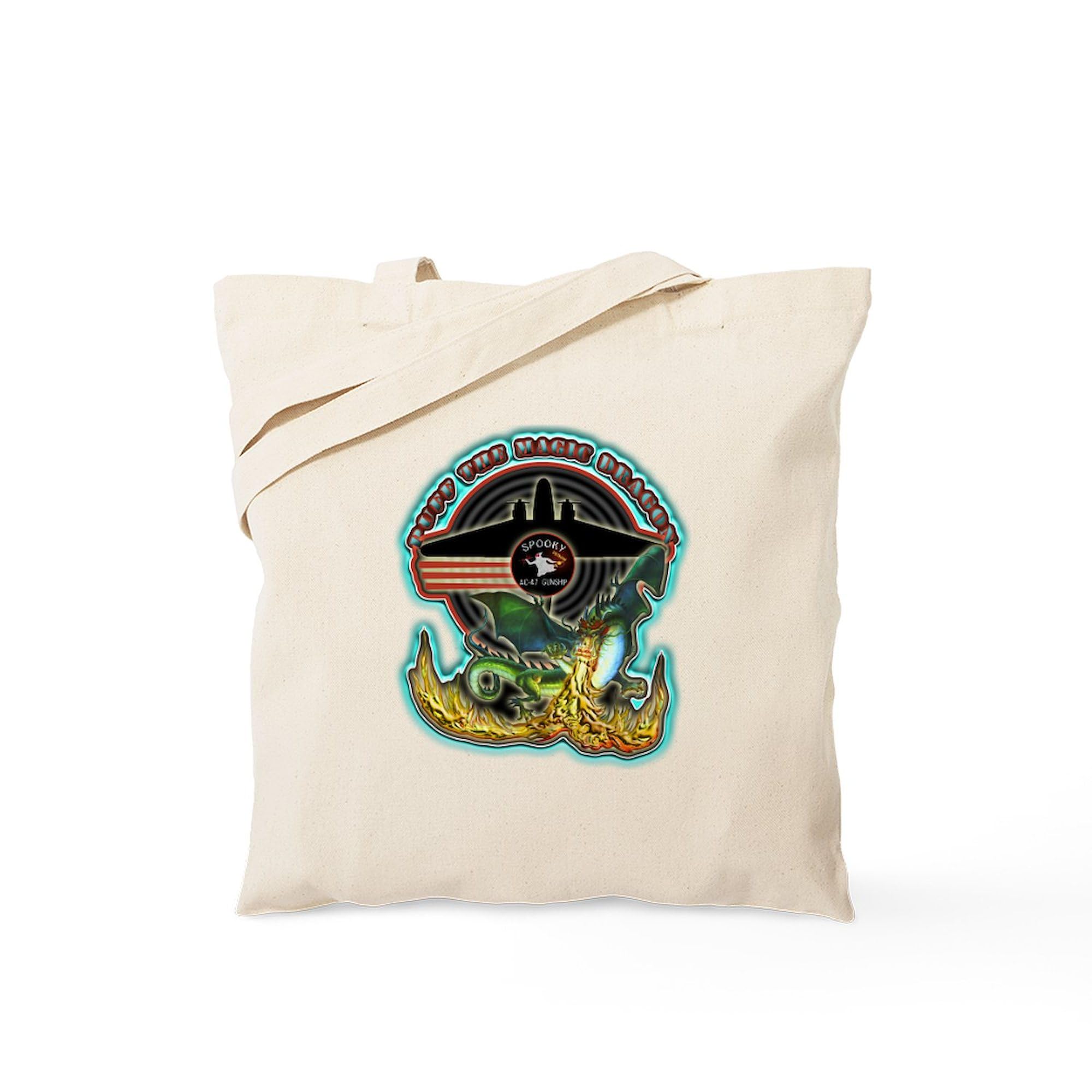 USAF AC-47 Spooky Canvas Tote Bag - Natural Reusable Shopping Bag for Groceries, Beach & Military Enthusiasts | Durable Eco-Friendly Carryall
