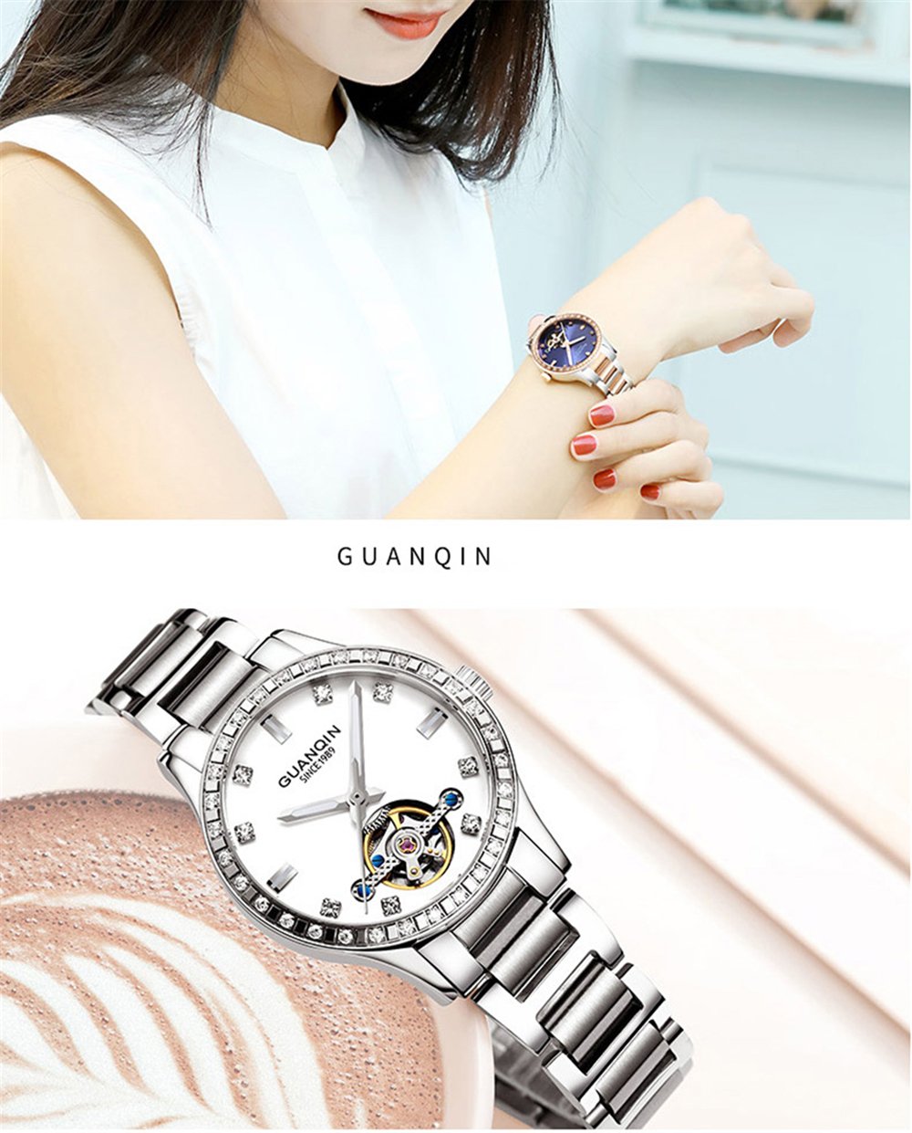 Luxury Automatic Mechanical Diamond Skeleton Watch for Women - Stainless Steel, Luminous, Waterproof Dress Watch - Perfect for Formal Events, Business Meetings & Evening Occasions