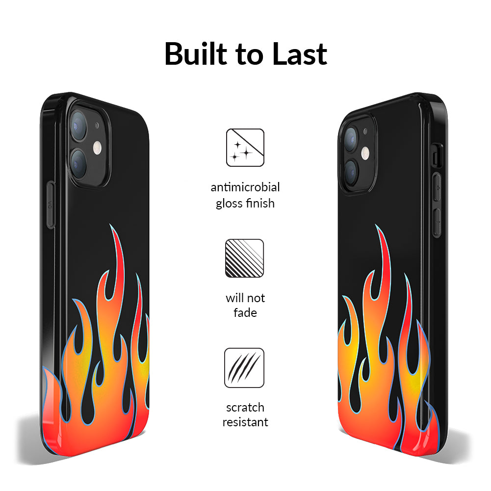 Blue Chrome Flames iPhone Case - Stylish Protective Cover for iPhone 13/14/15 Pro Max - Durable Shockproof Slim Design - Perfect for Everyday Use, Travel & Outdoor Activities