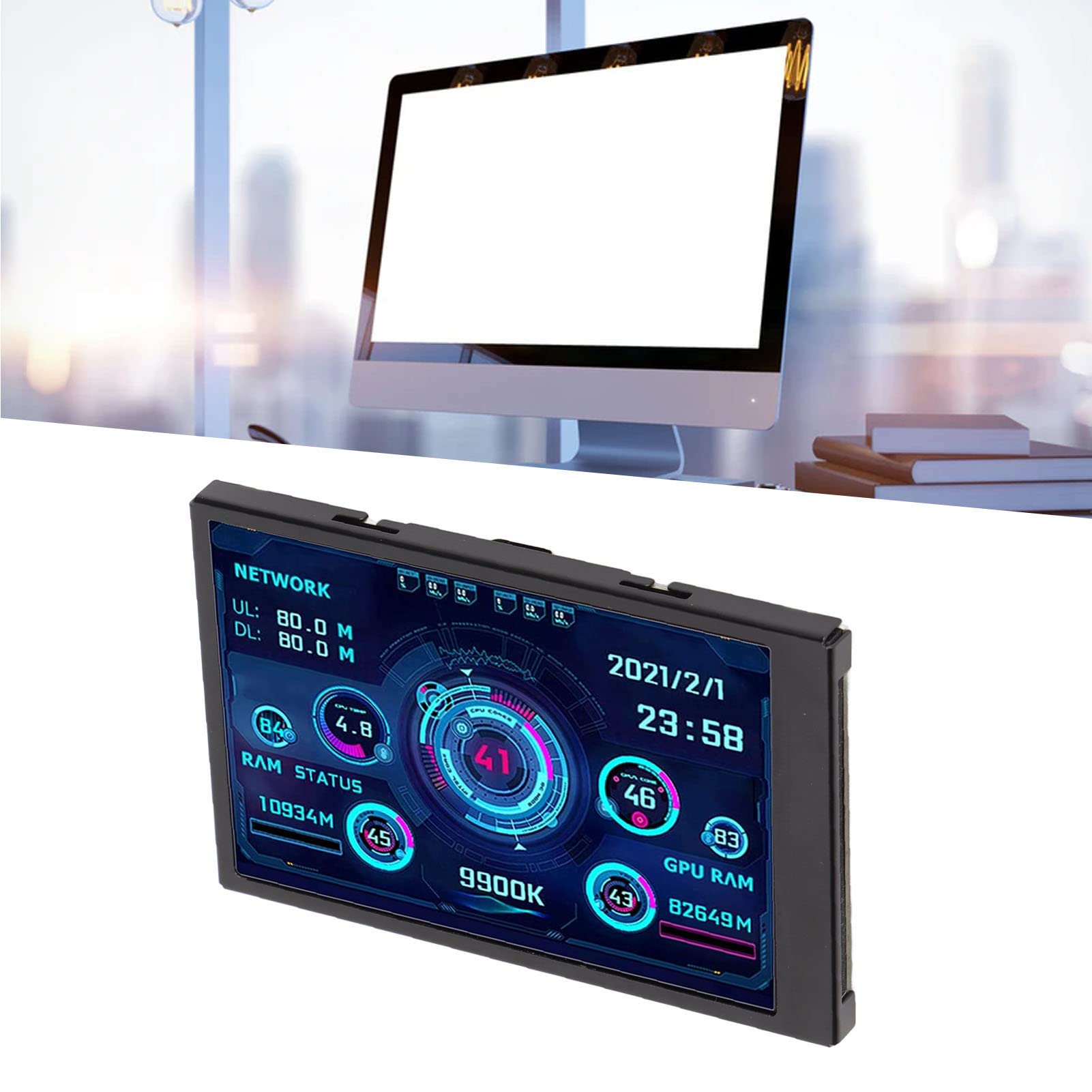 3.5 Inch IPS Computer Temperature Monitor - PC Sensor Panel Display for CPU/HDD/System Data Monitoring - Perfect for Gaming Rigs, Workstations & DIY PC Builds (3.5 Inch)