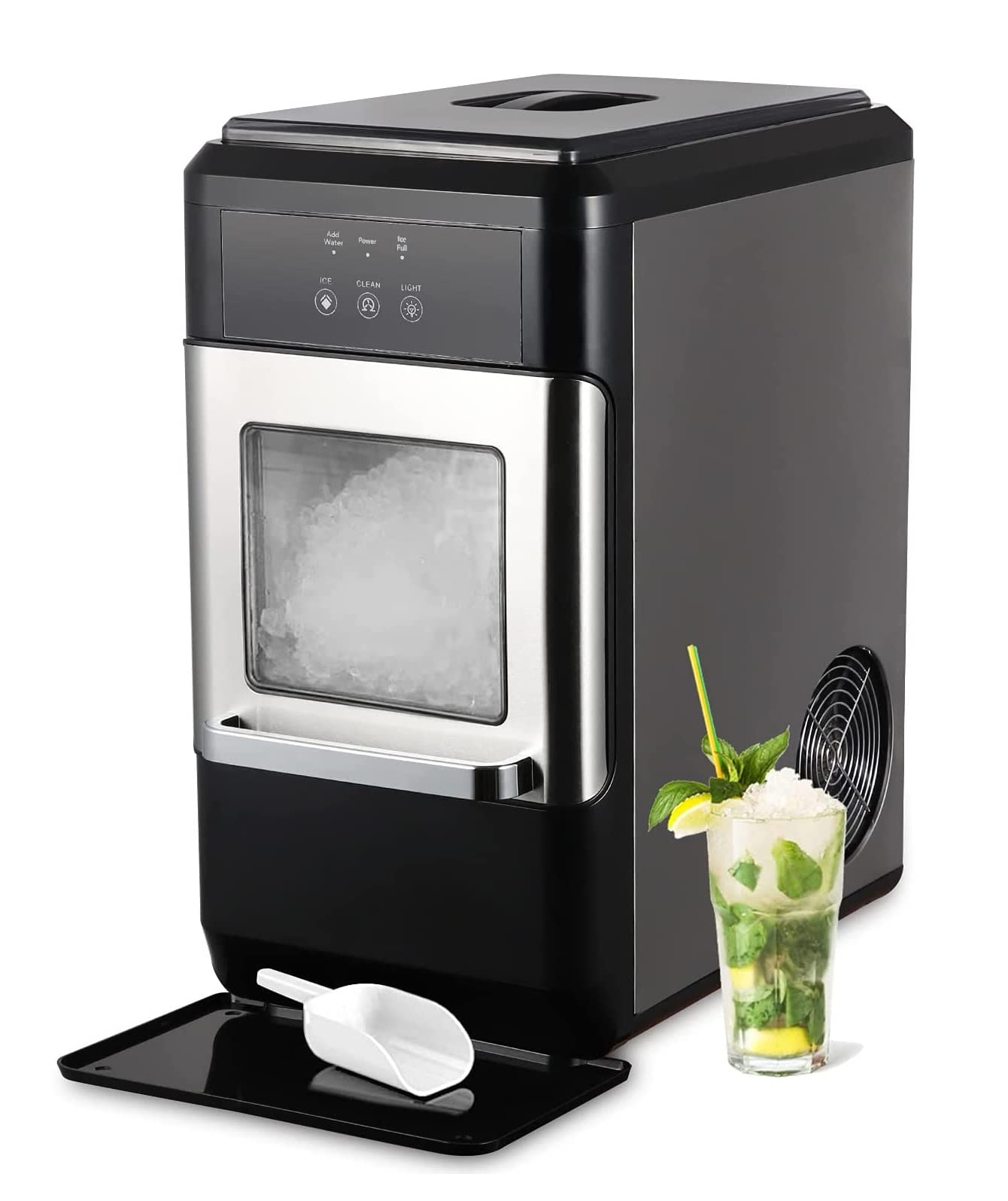 Portable Chewable Nugget Ice Maker Machine - 44lbs/Day, Self-Cleaning Countertop Ice Maker for Home, Office, and Commercial Use - Perfect for Cocktails, Smoothies, and Beverages