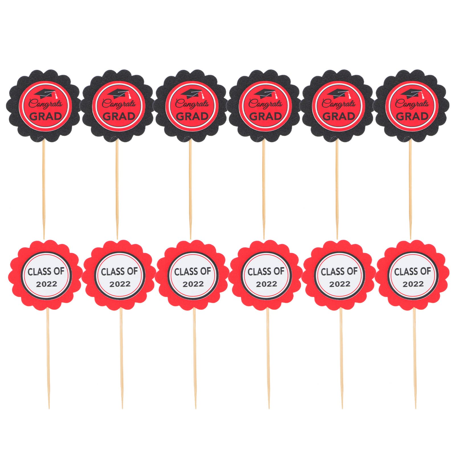 PRETYZOOM 36PCS Graduation Cupcake Toppers - Class of 2022 Cake Decorations, Graduation Party Cake Picks for High School & College Celebrations - Perfect for Graduation Cakes, Cupcakes and Dessert Tables