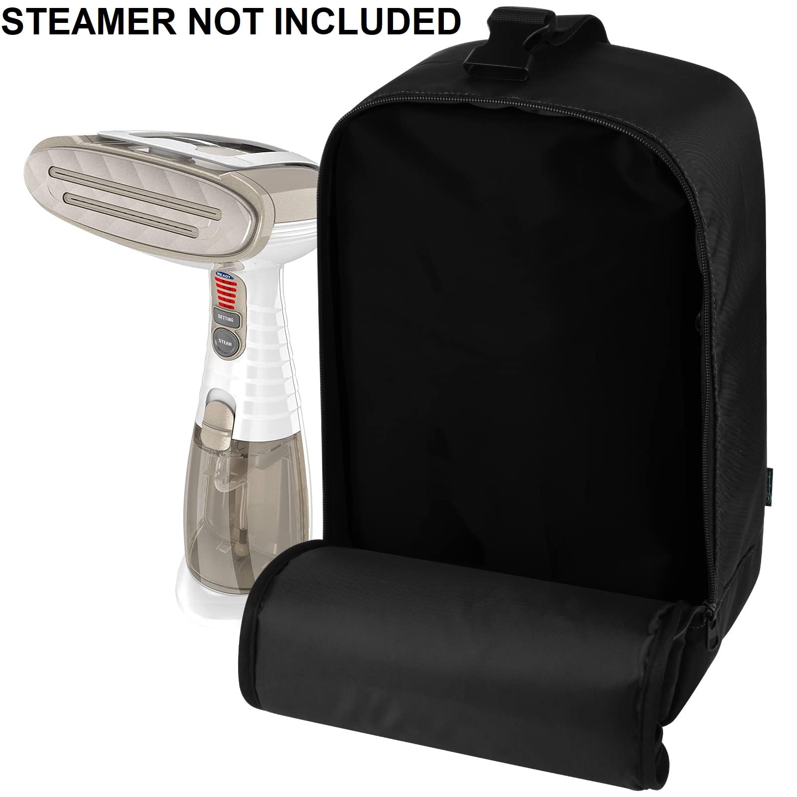 Beautyflier Portable Steamer Storage Bag for Conair Handheld Clothes Steamer - Travel Carrying Case with Hanging Strap & Organizer - Perfect for Home, Travel & Business Trips (Black)
