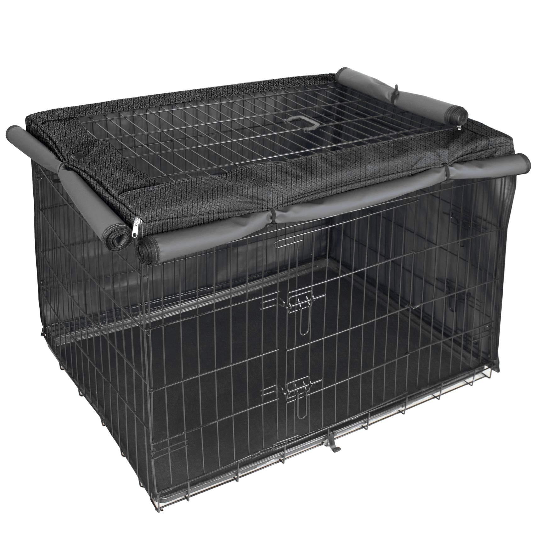 Heavy-Duty Dog Crate Cover for 24 30 36 42 48 Inch Wire Cages - Breathable Lattice Pet Kennel Cover Fits 1 2 3 Door Metal Crates - Perfect for Home, Travel & Vet Visits