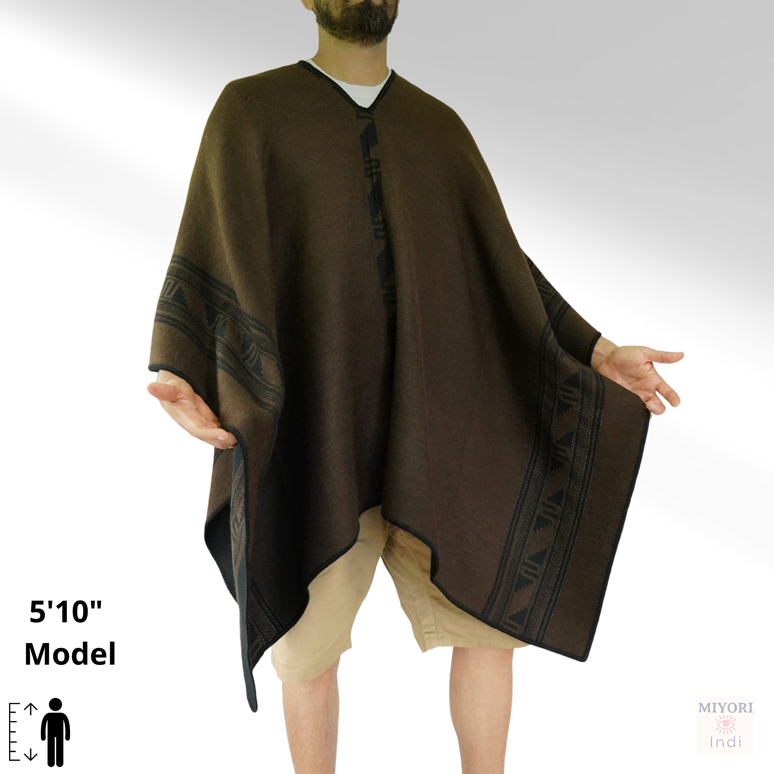 Alpaca Wool Poncho for Men - Soft & Warm Adult Poncho Cloak - Perfect for Outdoor Camping, Hiking & Winter Wear