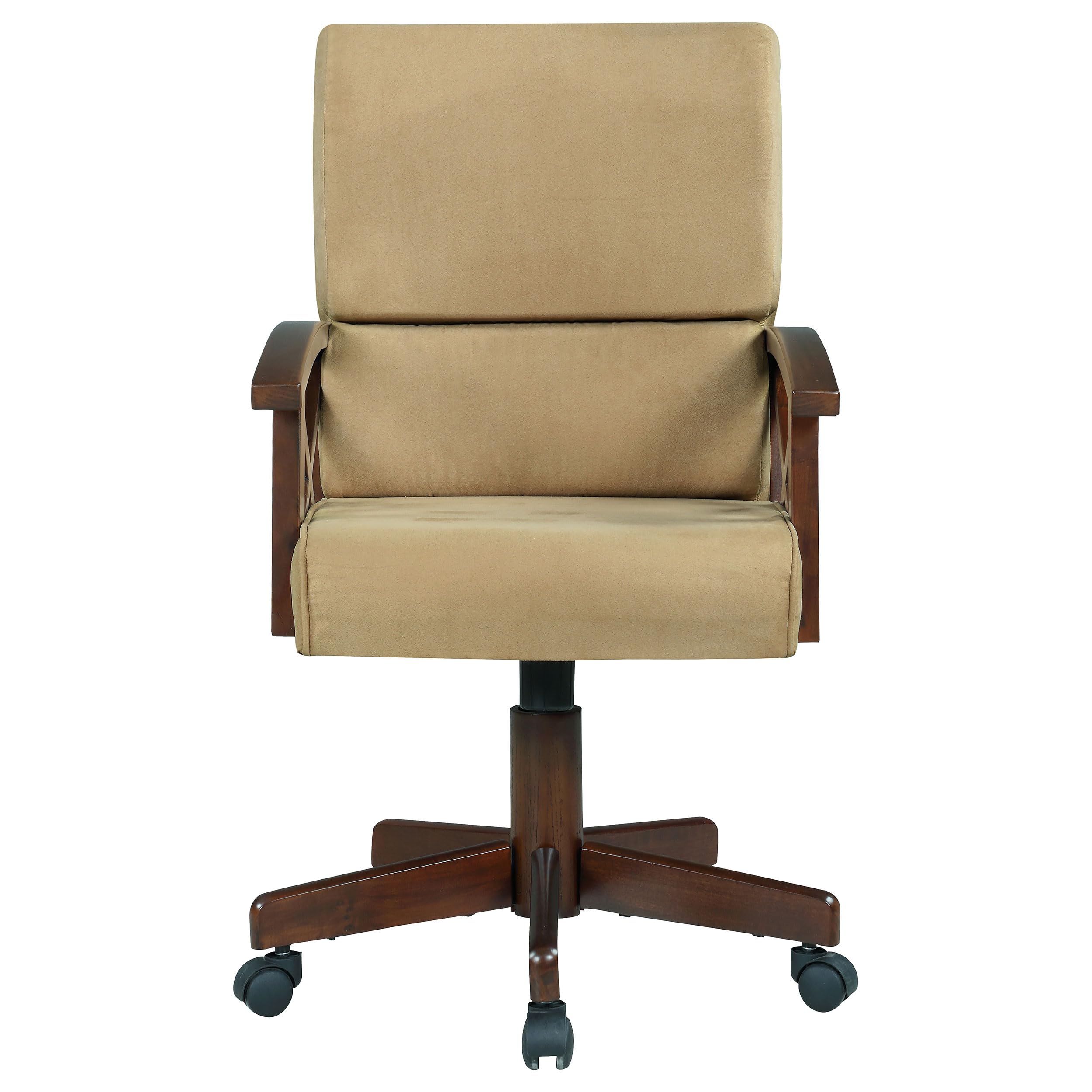 Coaster Home Furnishings Casual Gaming Chair with Oak Finish & Beige Upholstery - Perfect for Game Rooms, Home Theaters & Office Spaces