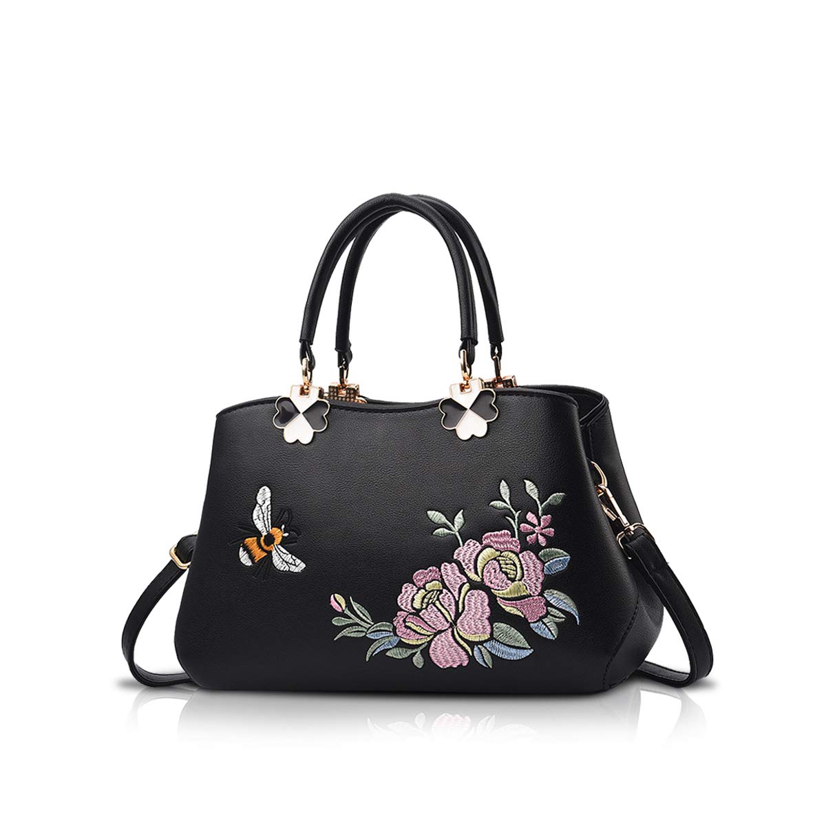 NICOLE&DORIS Women's Vintage Embroidery Crossbody Bag - Retro Top Handle Shoulder Purse & Tote for Work, Travel & Everyday Use