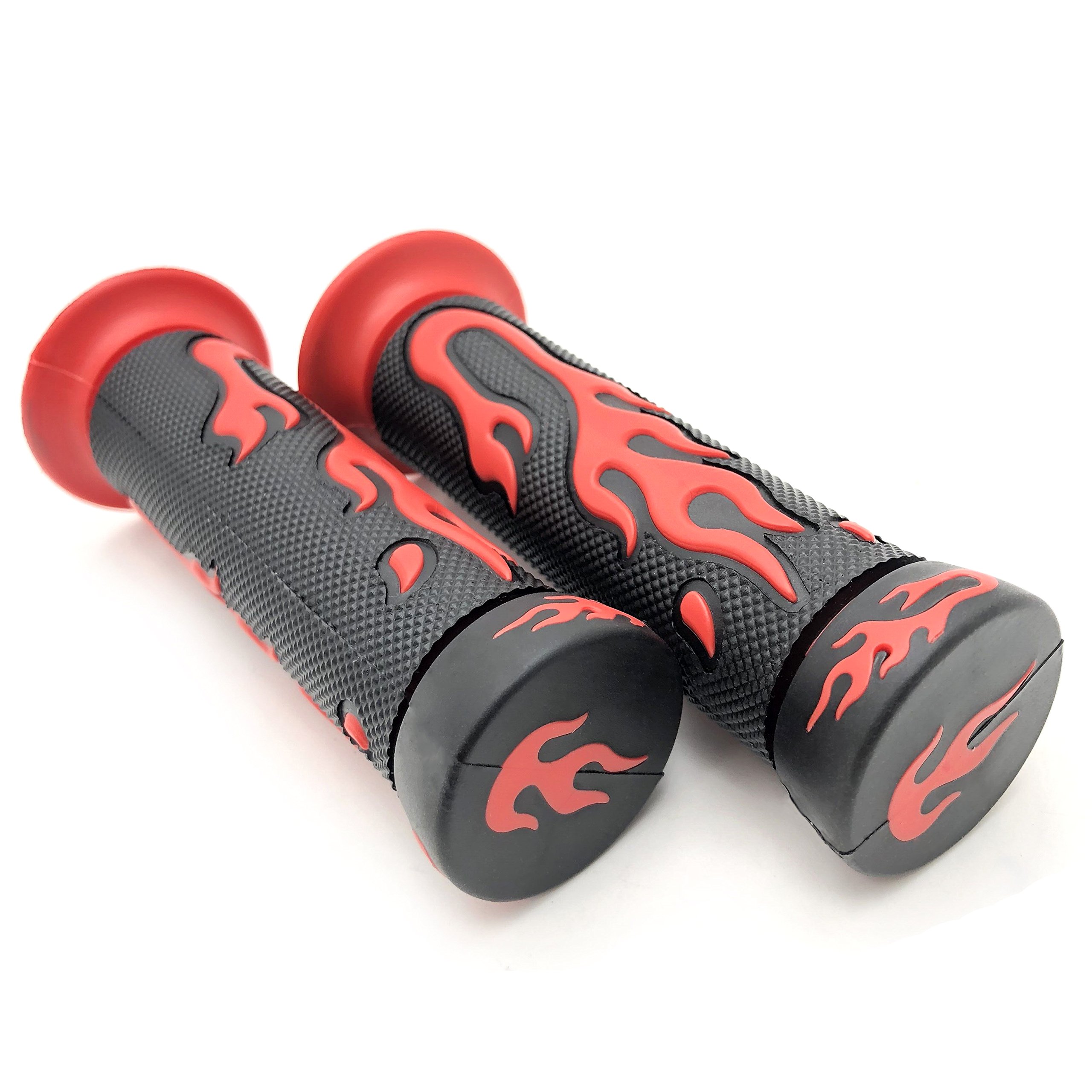 HTTMT XH4067-RED-22 ATV Watercraft Flame Gel Style Grips - Red Quad Handlebar Grips (7/8 Inch Both Sides) for Off-Road Motorcycles, Dirt Bikes & ATVs - Comfortable Non-Slip Control