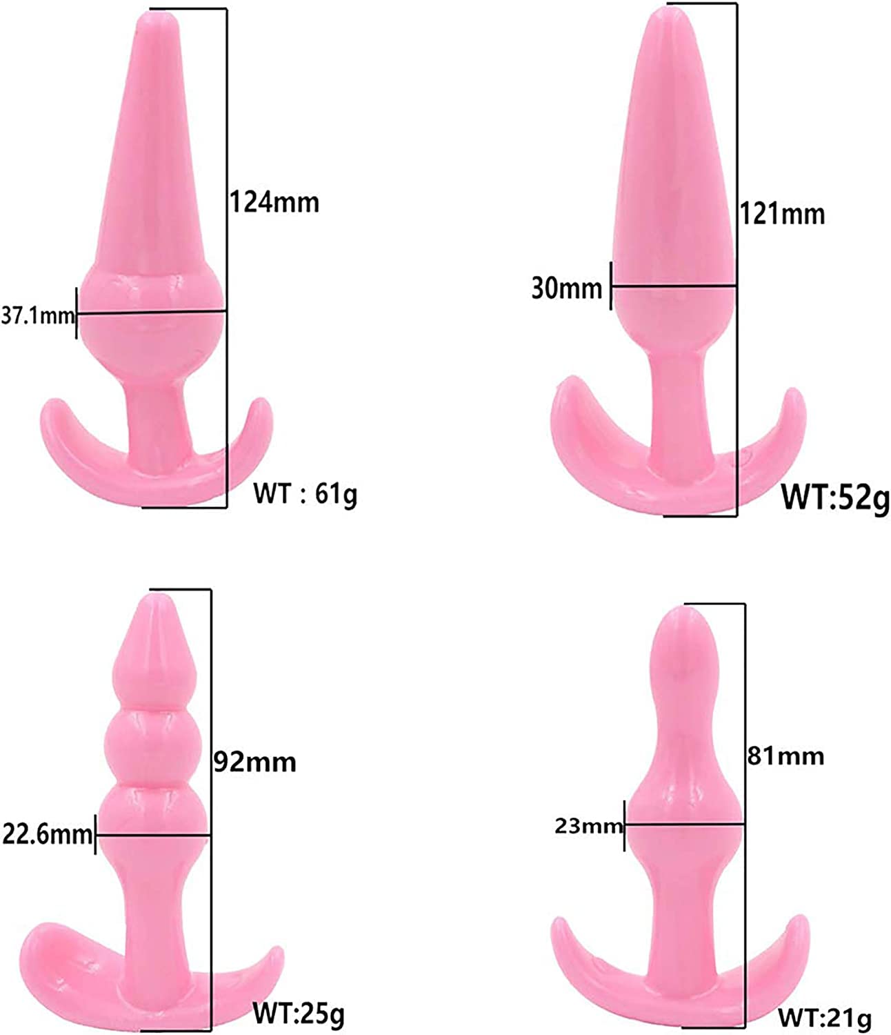 Pink Silicone Butt Plug Set of 4 - Adult Training Toy for Beginners