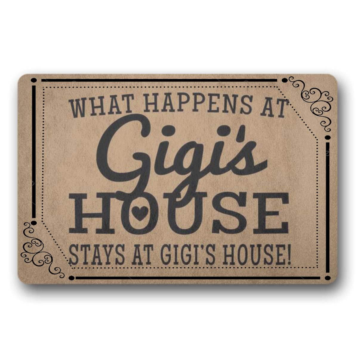 WYFKYMXX Funny 'What Happens at Gigi's House Stays at Gigi's House' Doormat - Cute Gigi Gift for Grandma, 23.6 x 15.7 Inches - Perfect Welcome Mat for Front Door, Housewarming Gift for Grandparents Day