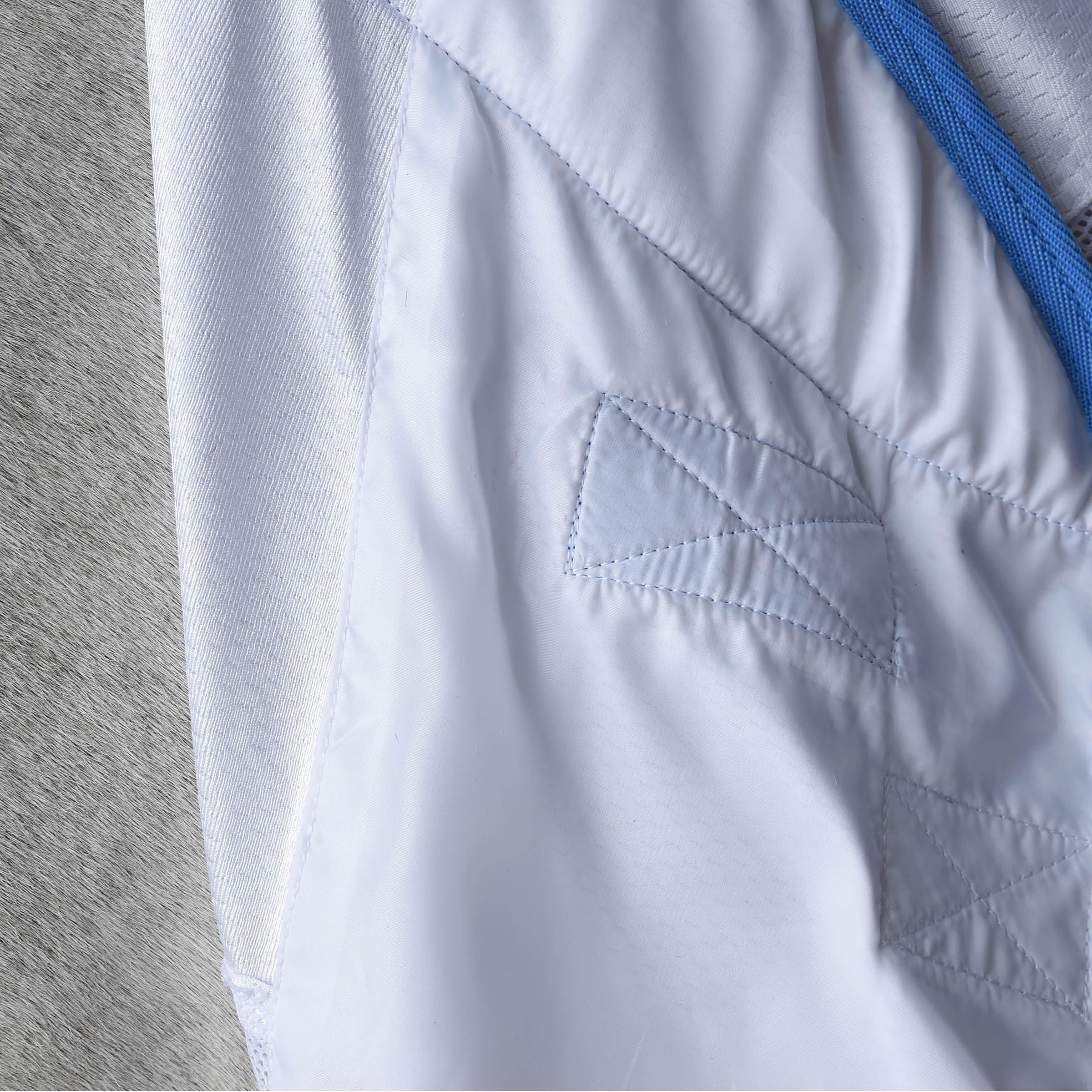WeatherBeeta Air-Tec Cooler Standard Neck Horse Blanket - Breathable Summer Sheet, White & Blue, 72 Inch - Ideal for Hot Weather Riding and Turnout