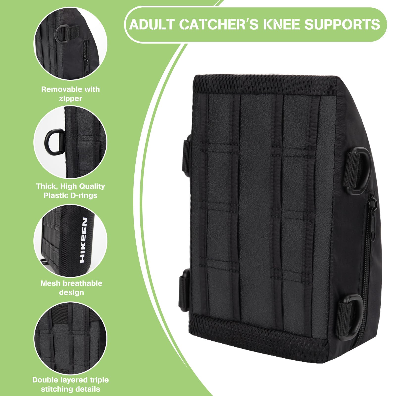 Hikeen Knee Savers for Baseball & Softball Catchers - Removable Sponge Knee Pads with Wedge Support for Adults - Perfect for Catching, Training & Game Protection