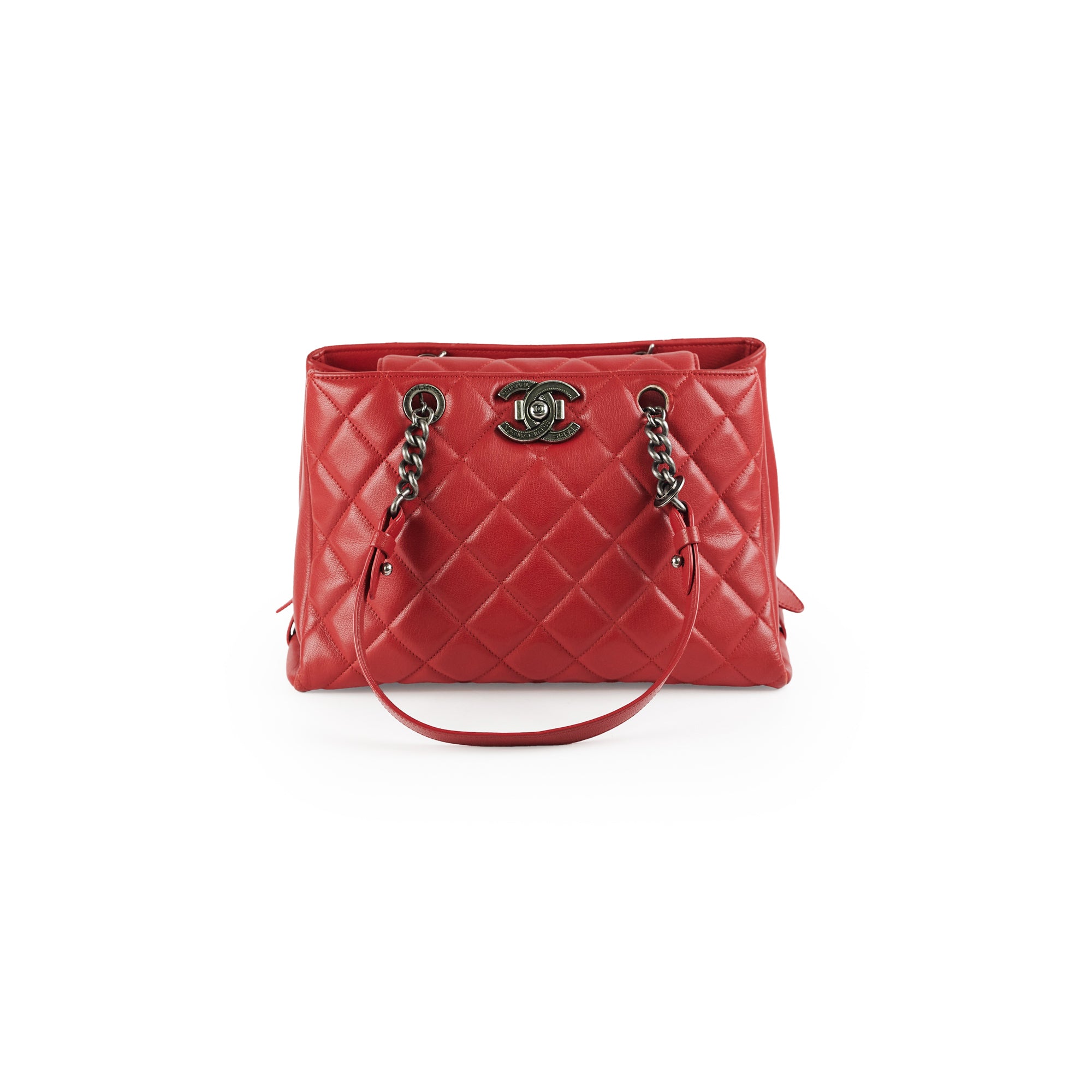 Chanel Quilted Calfskin Leather Tote Bag for Women - Red Luxury Handbag for Work, Travel & Everyday Use