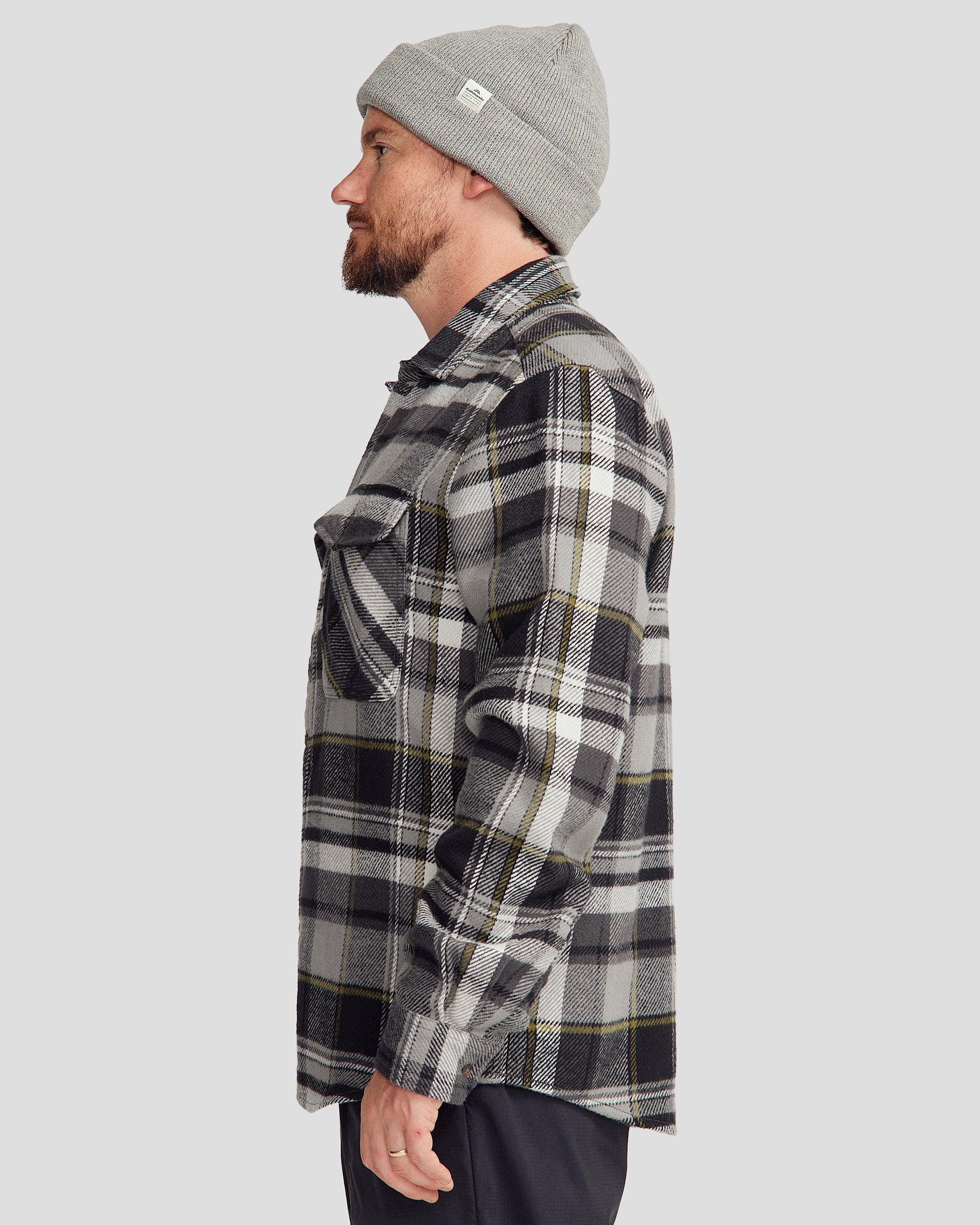 Men's Huntly Long Sleeve Plaid Shirt - Steel Grey - Casual Button Down Shirt for Outdoor Activities & Workwear
