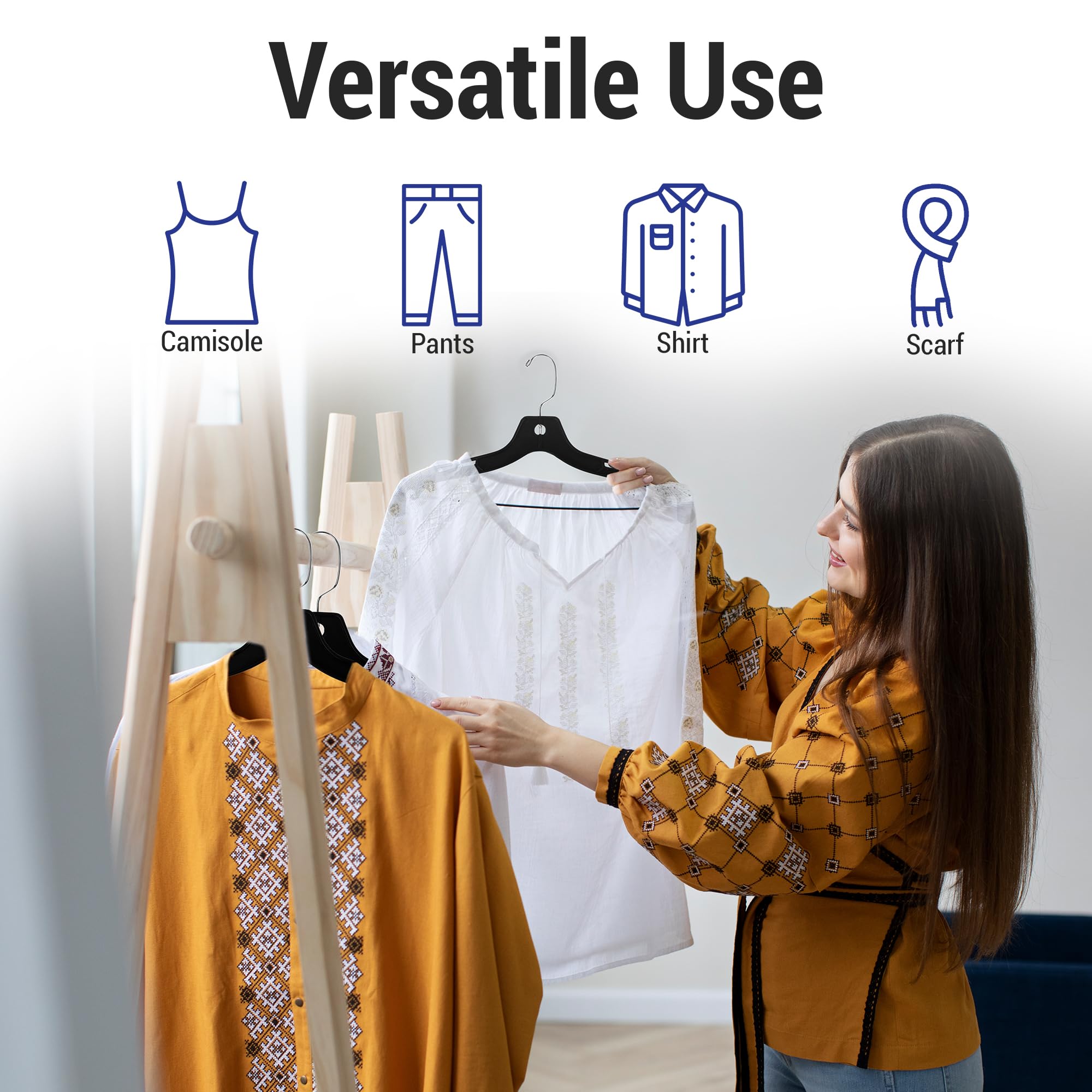 Victory Display Heavy Duty Clothes Hangers - 17in Wide Black Plastic Hangers with Swivel Hooks & Notched Shoulders - Coat & Shirt Organizer for Closet - Space Saving Hanger for Clothing (100 Pack) - Perfect for Wardrobe Organization, Retail Stores & Laundry Businesses
