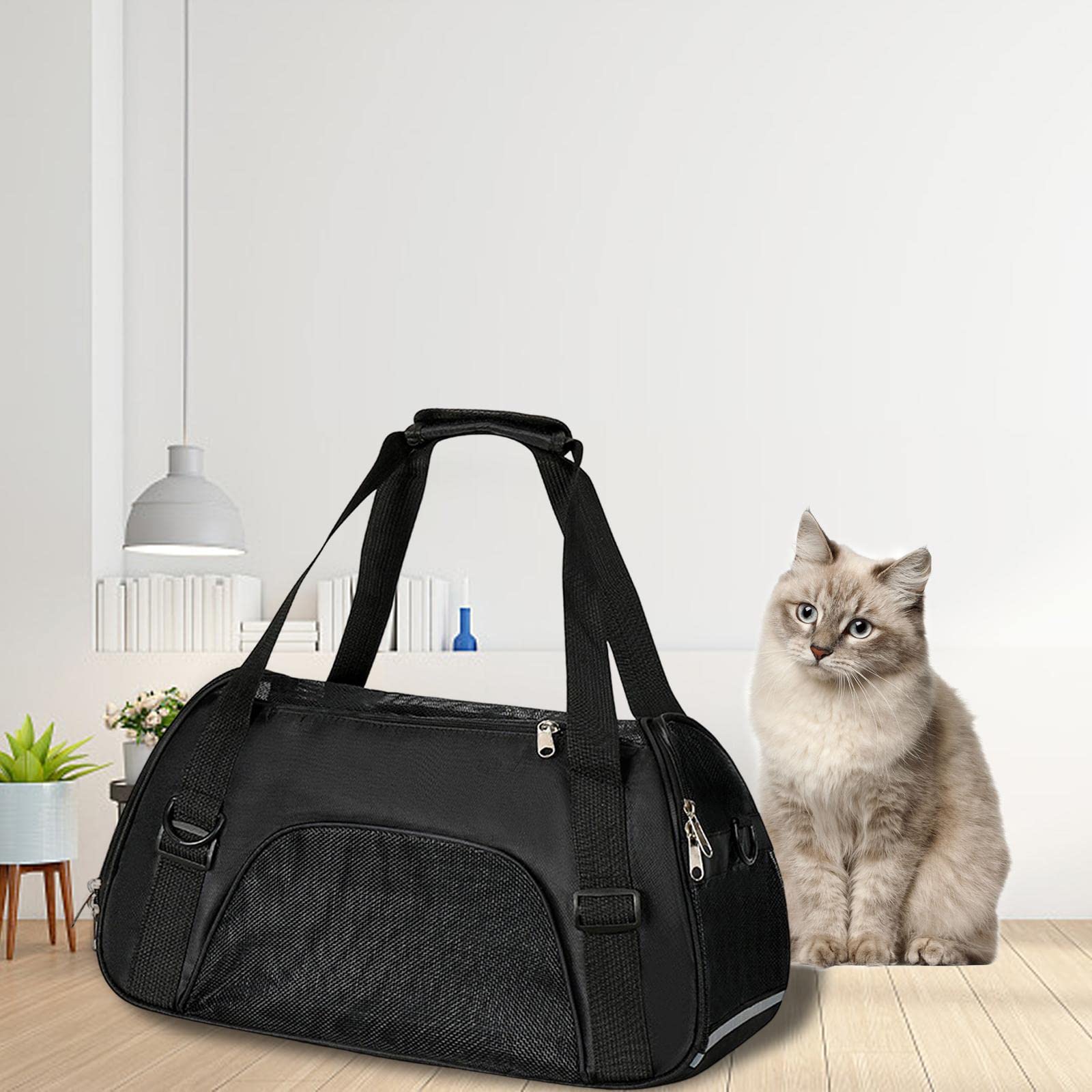 Enakshi Fashion Pet Carrier Bag - Adjustable Shoulder Strap, Breathable Mesh, Portable Small Black | Dog & Cat Carrier Tote | Travel, Vet Visits, Outdoor Adventures