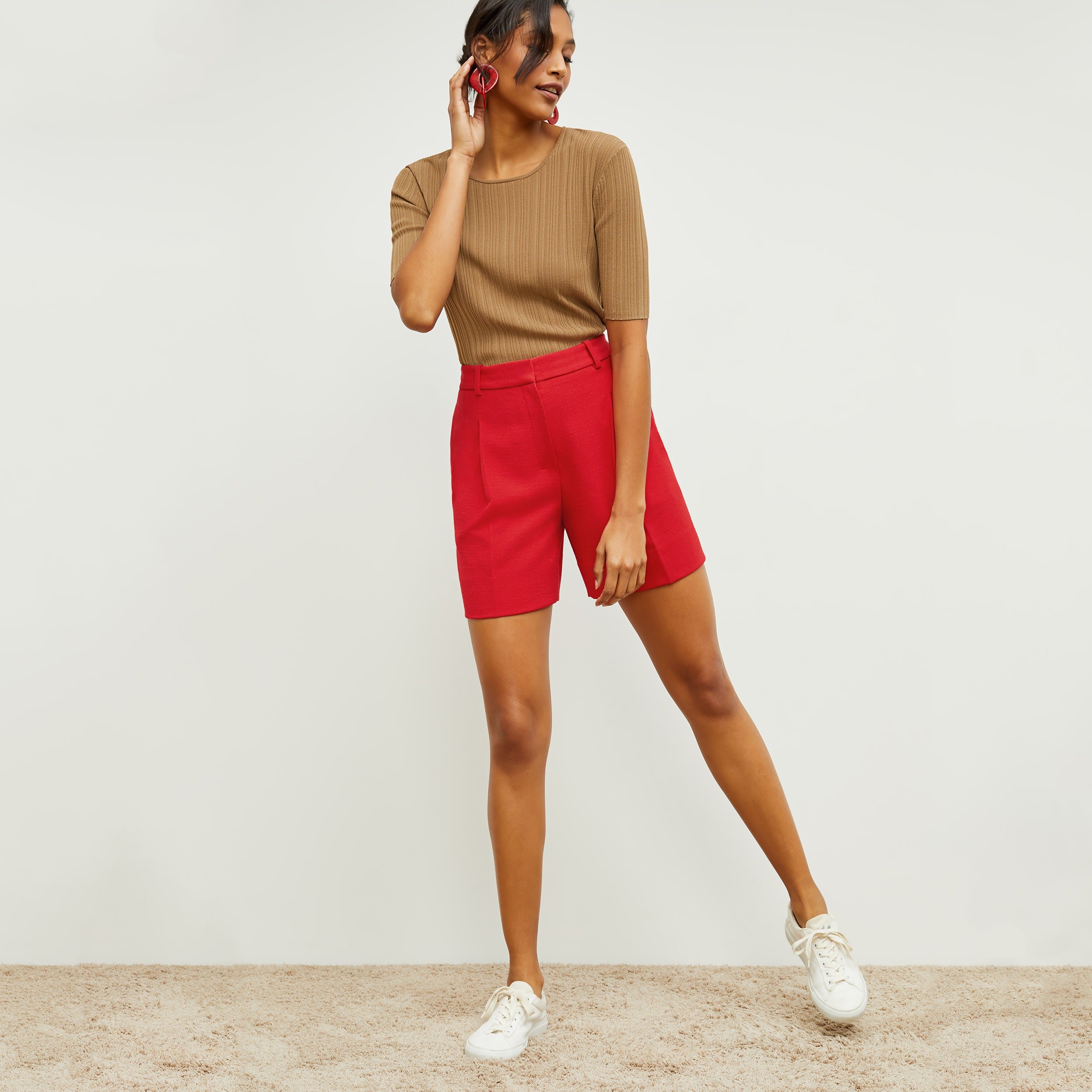 Fletcher Short Slubbed Weave T-Shirt for Women - Soft Cotton Casual Tee with Poppy Print | Perfect for Everyday Wear, Weekend Outings & Summer Fashion