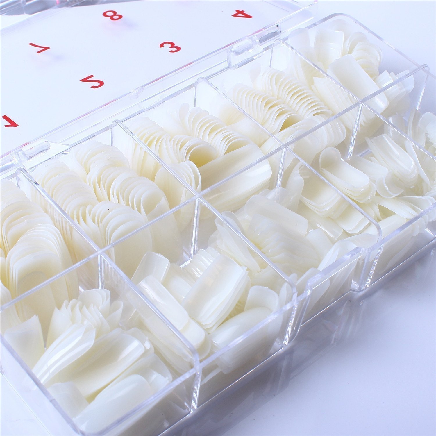 200 Pcs Acrylic Nail Tips - French Half Cover Fake Nails, Coffin Shape Artificial Nails in 10 Sizes - Natural Look for Nail Salons & DIY Manicure - Perfect for Wedding, Party & Everyday Nail Art with Storage Box
