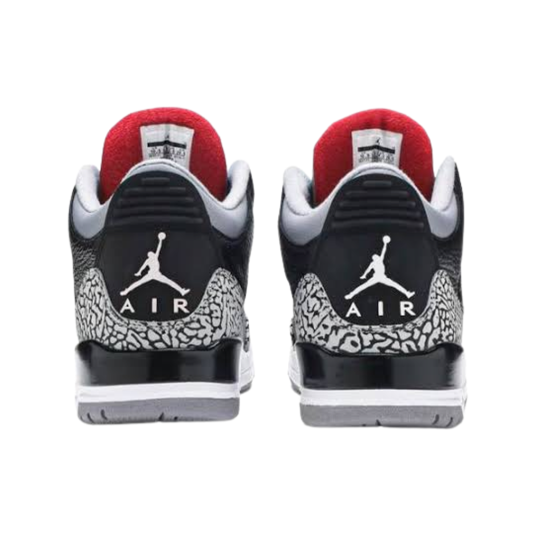 Air Jordan 3 Retro Sneakers - Black Cement Grey with Varsity Red Accents (2011 Edition) | Men's Basketball Shoes for Streetwear & Casual Outfits