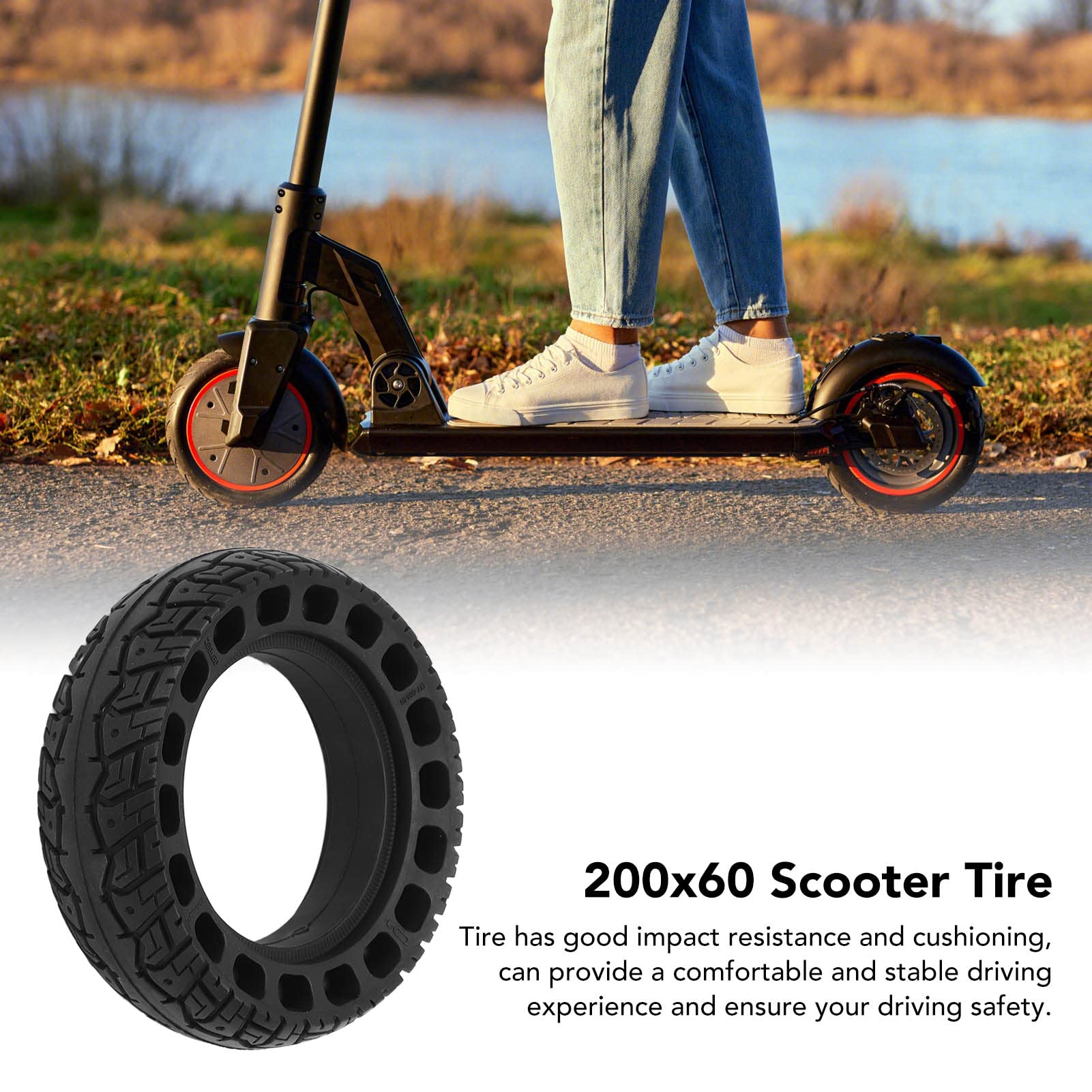 7.3 Inch Honeycomb Solid Rubber Tire for Electric Scooter - 200x60 Replacement Wheel with Durable Solid Tire Design | Perfect for Commuting, Urban Travel & Last-Mile Transportation