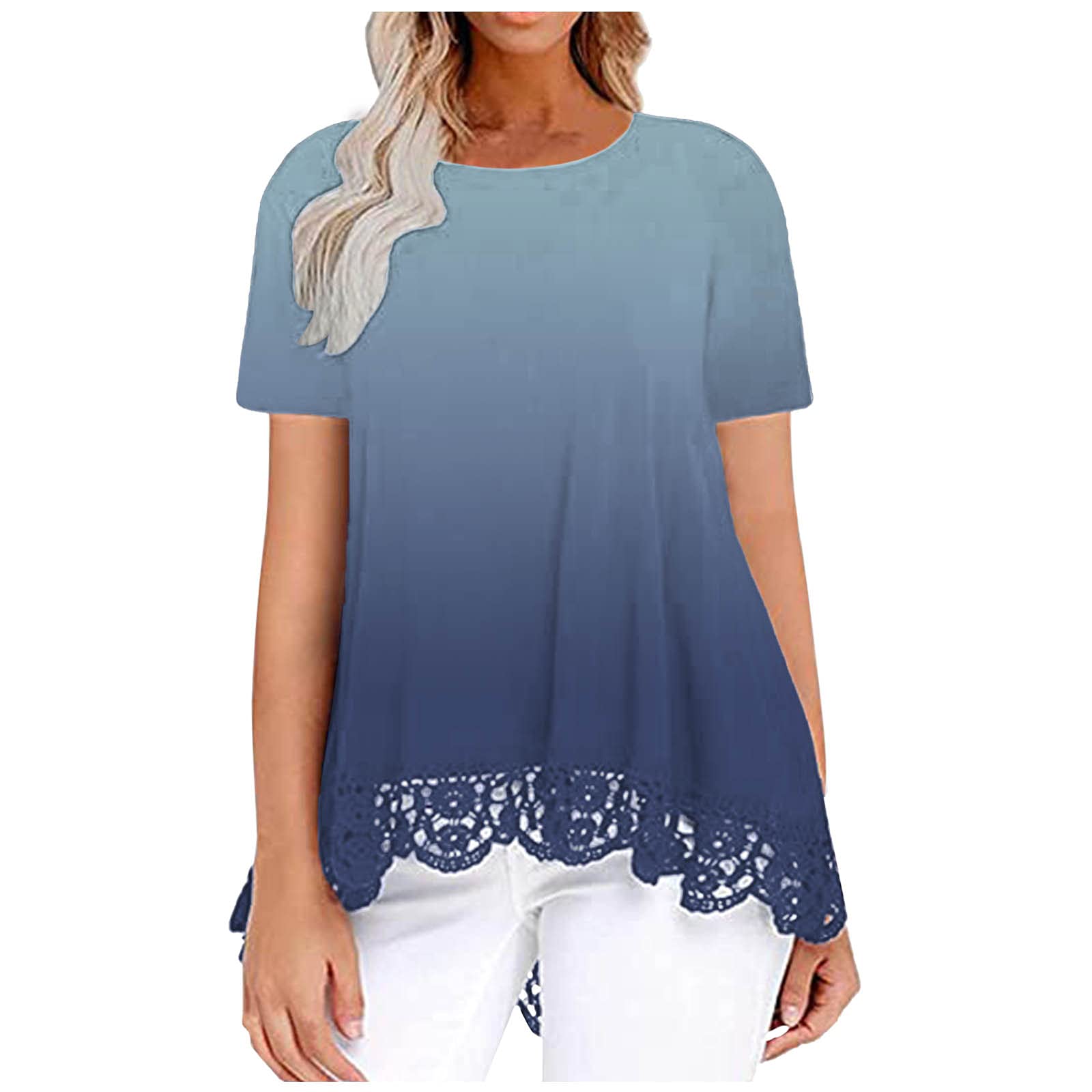 Women's Casual Fashion Blouse - White Short Sleeve T-Shirt Top for Everyday Wear, Office & Outings