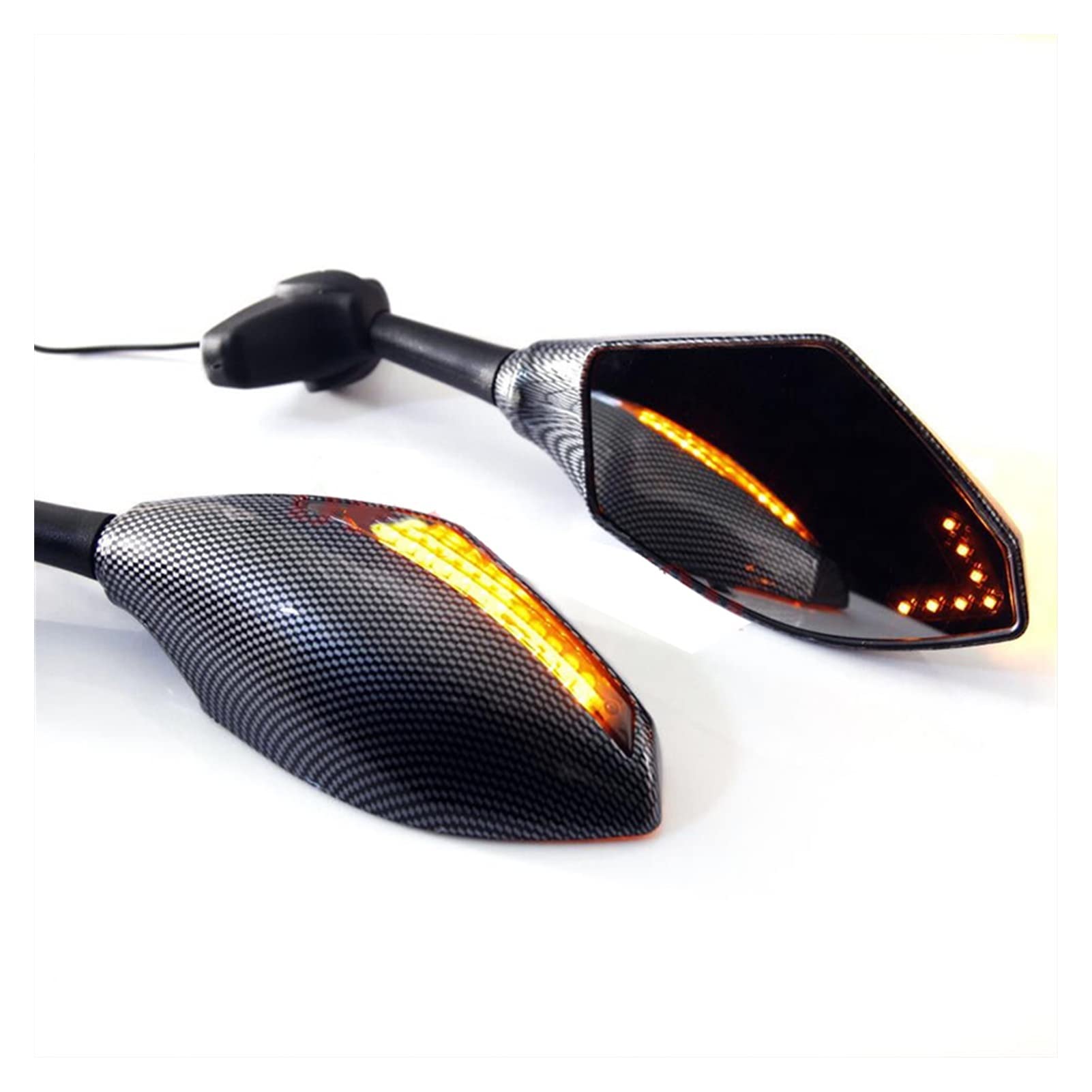 Motorcycle LED Turn Signal Mirrors - Integrated Rearview Mirrors with Indicators for Yamaha YZF, FZR 600/1000, R1, R6, FZ1, FZ6 - Universal Bike Side Mirrors for Enhanced Visibility & Safety (Day & Night Riding)