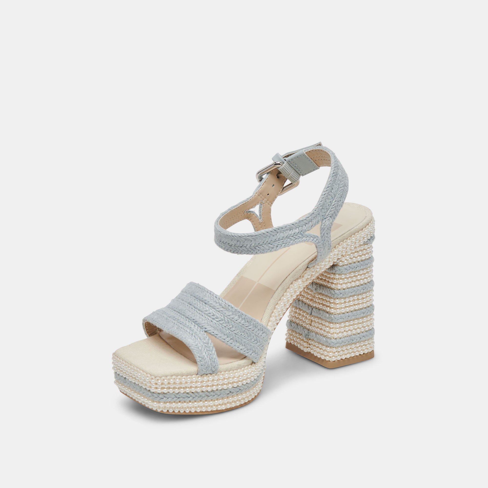 ANIRA Pearl Heels for Women - Light Blue Pearl Embellished High Heels | Elegant Evening Shoes for Parties, Weddings & Special Occasions