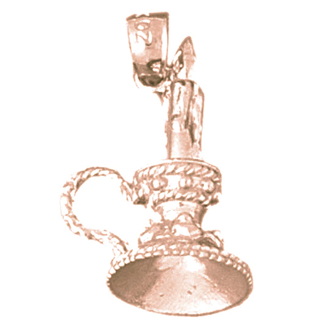 14K Rose Gold 3D Candle Pendant with Stand - 23mm Elegant Jewelry for Women, Perfect Gift for Birthday, Anniversary & Christmas | Home Decor & Party Accessory