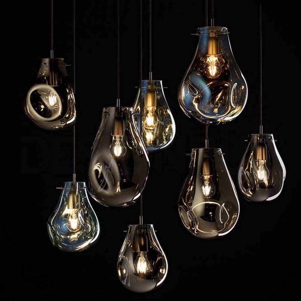 Modern LED Chandelier - Glass Lantern Postmodern Single Head Ceiling Pendant Light for Restaurant, Bar, Cafe, Study & Home Decor - Elegant European Style Hanging Light for Dining Room, Living Room & Aisle Lighting
