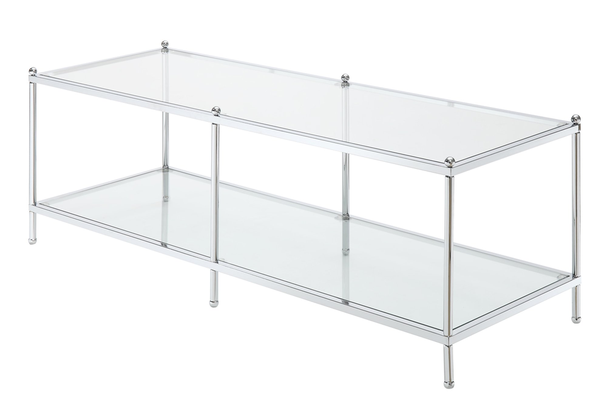 Convenience Concepts Royal Crest Chrome & Glass Coffee Table - Modern Living Room Centerpiece for Home Decor