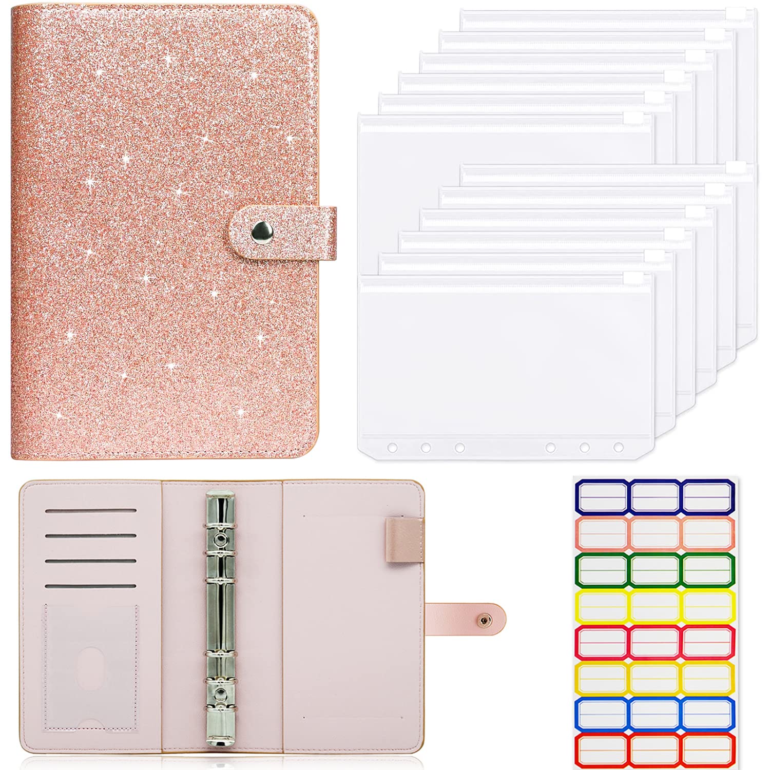 RSAquar Budget Binder with 12 Cash Envelopes & Label Stickers - Money Organizer for Cash Budgeting, Savings Planner - Perfect for Personal Finance, Envelope Budgeting System & Money Management at Home or Office