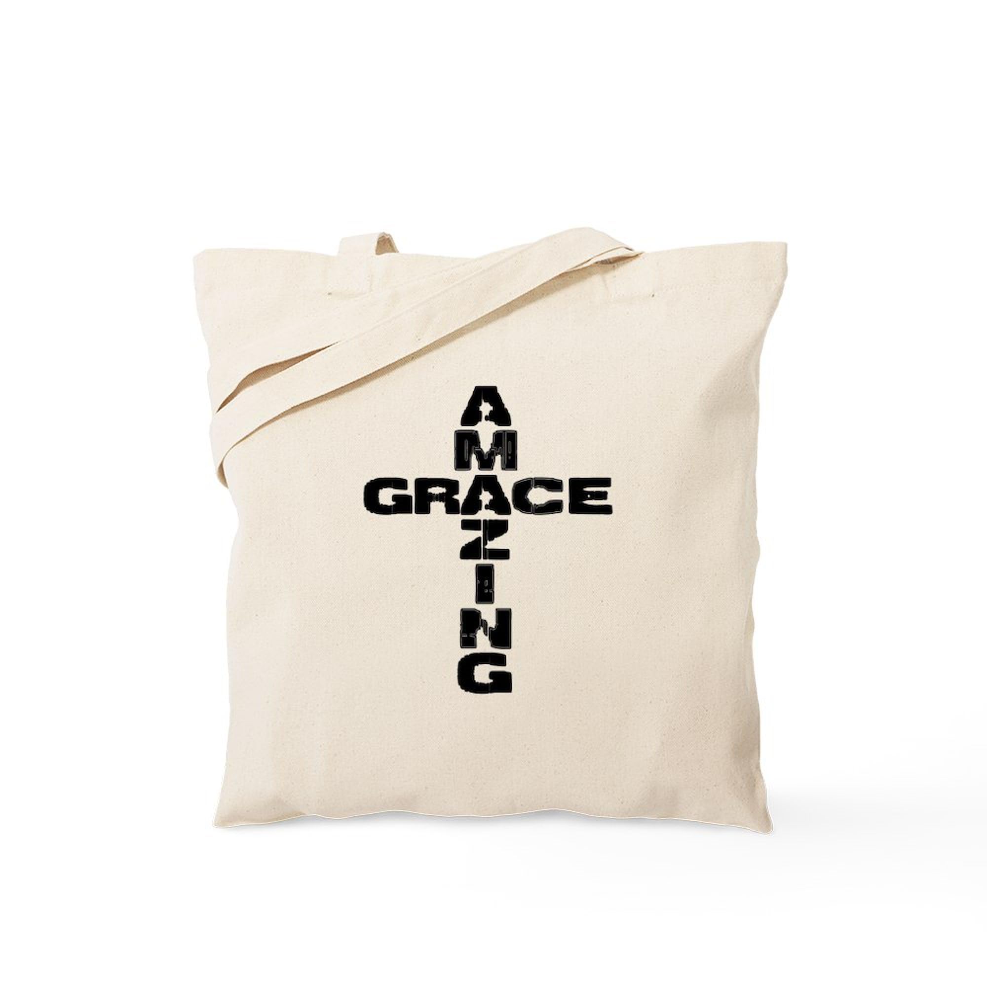 Amazing Grace Tote Bag - Natural Canvas Reusable Shopping Bag for Groceries, Beach & Everyday Use | Eco-Friendly Cotton Tote with Inspirational Design