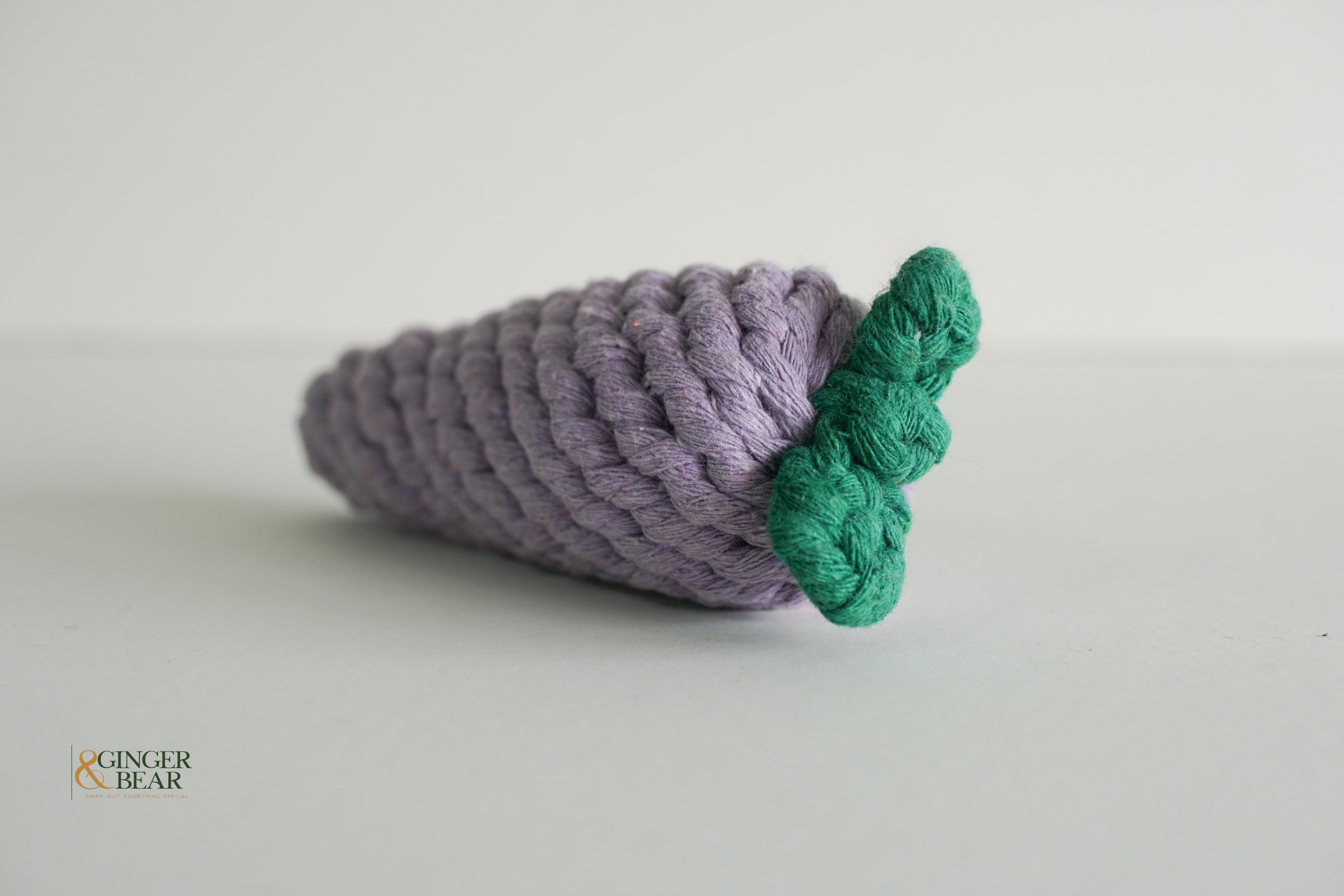 Eco-Friendly Upcycled Cotton Rope Dog Chew Toy - Durable Knotty Eggplant Design for Small & Medium Dogs - Perfect for Indoor Play & Teething Puppies